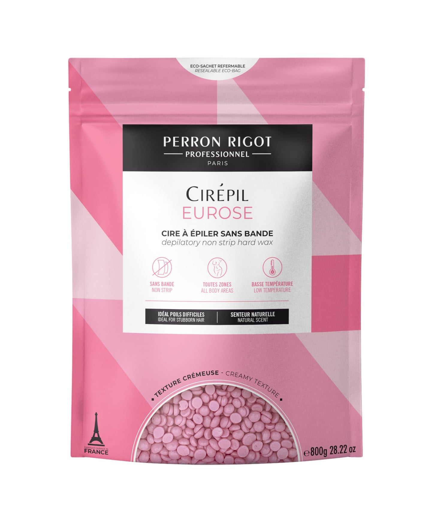 White Smoke Cirepil - Eurose - 800g / 28.22 oz Hard Wax Beads Bag - All-Purpose Creamy for Face, Bikini & Body - Effective on Coarse & Fine Hair - Unscented Professional Formula - Low Temp Refill Bag