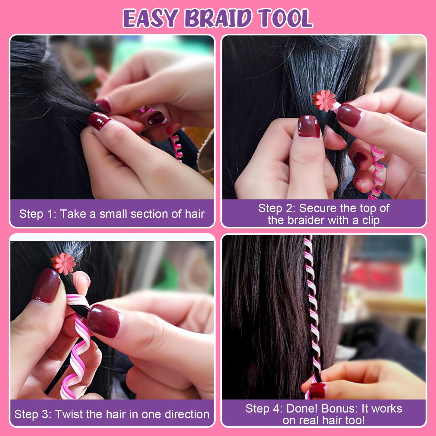 Black Cleboen Hair Styling Doll Head Makeup Kit for Girls Toys, 35PCS Kids Hair Salon Pretend Playset with Hairdryer Straightener Headwears & Real Makeup Nail Polish, Birthday Gifts for Girls 3 4 5 6 7 8+