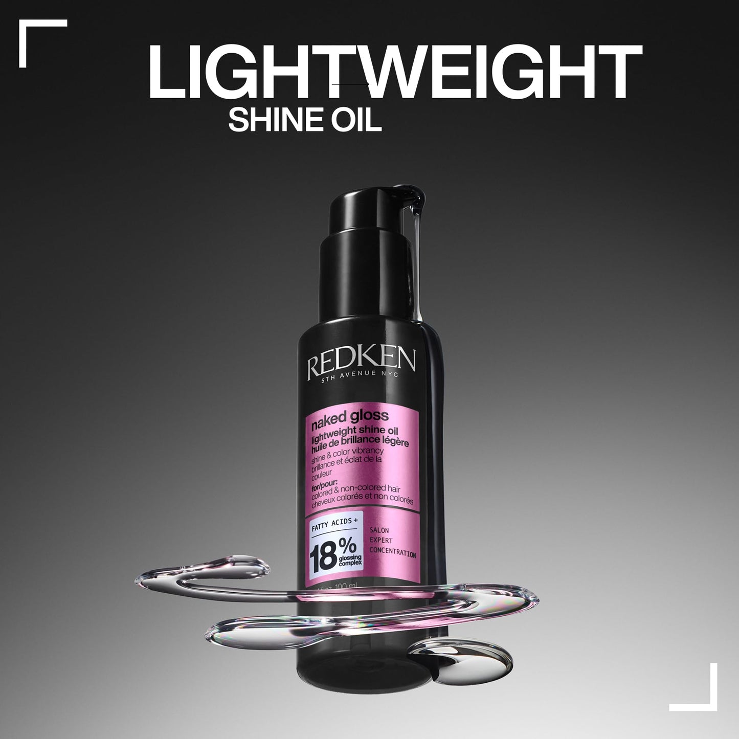 Dark Slate Gray Redken Naked Gloss Shine Hair Oil - Adds Shine & Enhances Color Vibrancy, Lightweight Heat Protectant, Frizz Control, Infused with Omega-9, For Dull or Color-Treated Hair