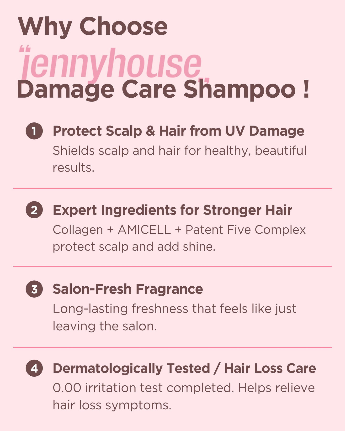 Misty Rose JENNYHOUSE Salon Therapy Damage Care Shampoo - Korean Beauty Hair Strengthening Nourishing with Collagen, Panthenol - Floral Scent - Healthy Scalp & Hair Care, 16.9 fl.oz