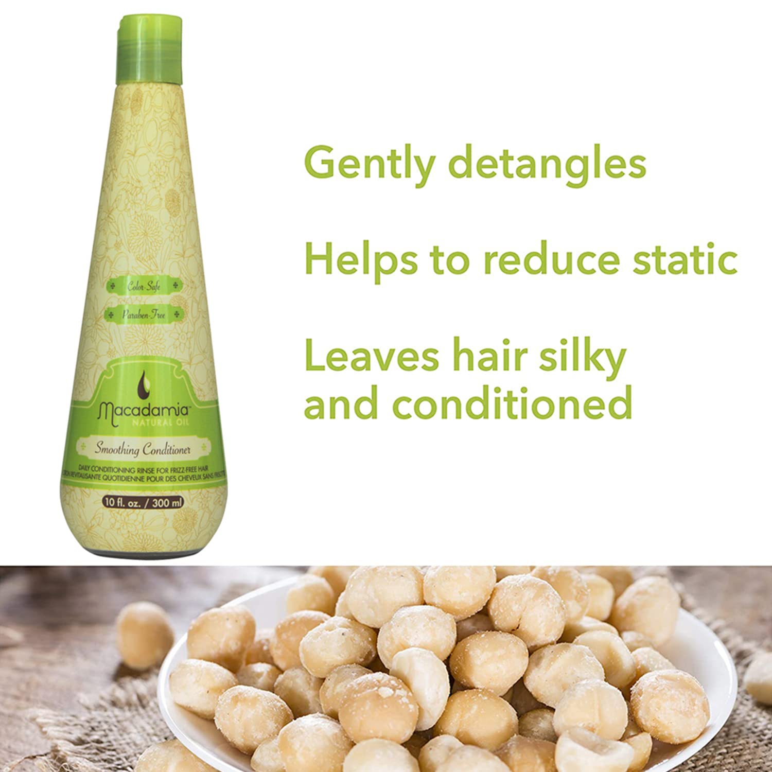 White Smoke Macadamia Natural Oil Smoothing Conditioner - Daily Hair Conditioner Rinse for Frizz-Free Hair, Paraben-Free & Color-Safe Formula, 10 fl oz