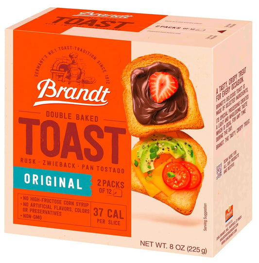 Orange Red Brandt Zwieback Rusk | Sweetened Crispy Bread | Perfect for Teething Children | Enjoy With Sweet or Savory toppings | 8 oz