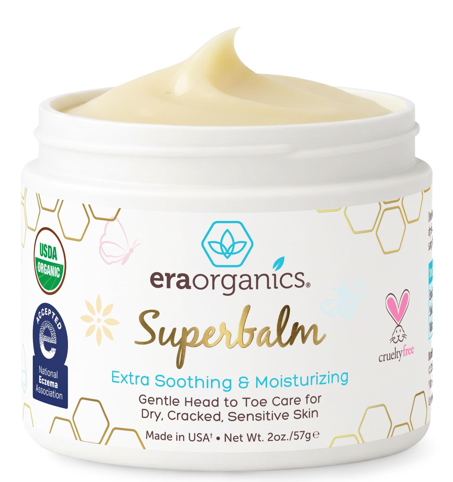 White Smoke Era Organics Healing Ointment for Babies - USDA Certified Organic Natural Moisturizer Gentle on Sensitive Skin Prone To Baby Eczema, Cradle Cap (Infant Seborrheic Dermatitis), Rashes, Hives and More