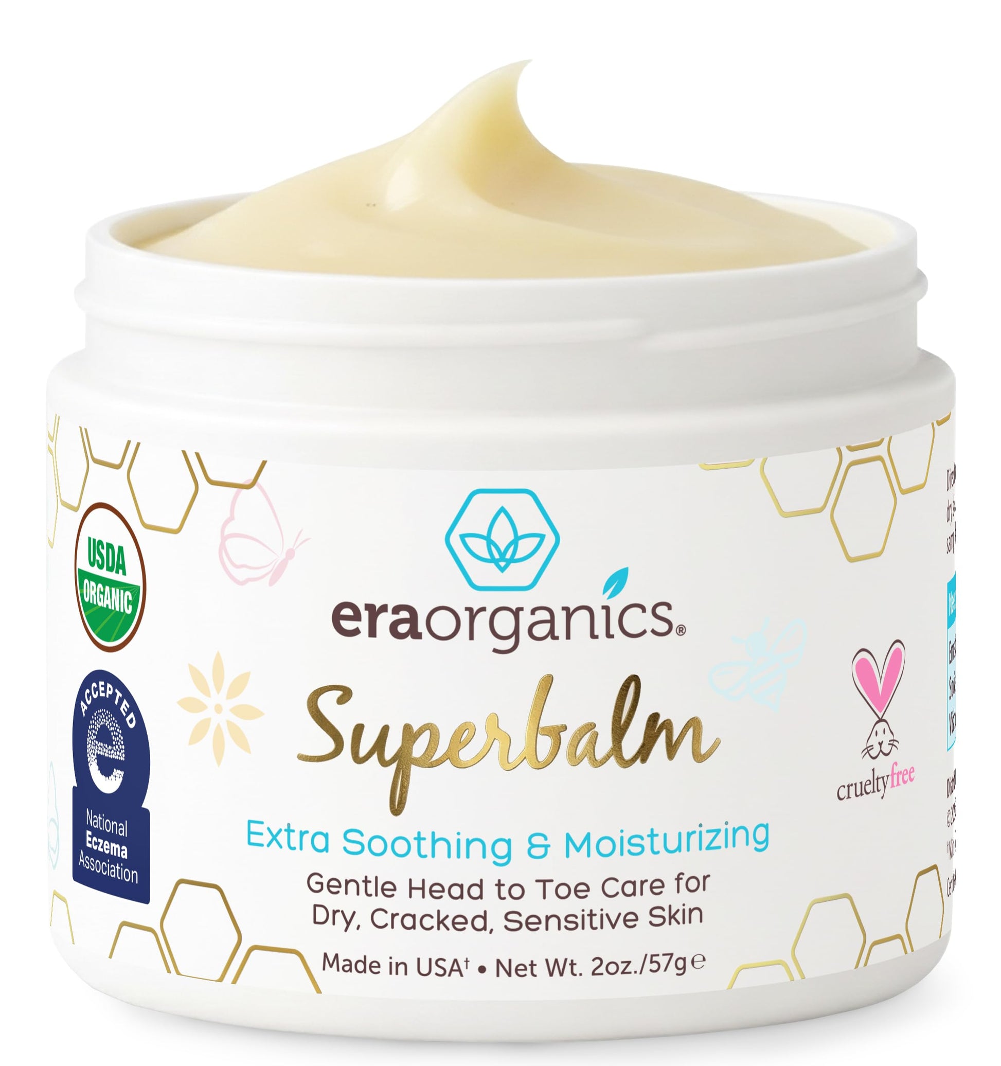 White Smoke Era Organics Healing Ointment for Babies - USDA Certified Organic Natural Moisturizer Gentle on Sensitive Skin Prone To Baby Eczema, Cradle Cap (Infant Seborrheic Dermatitis), Rashes, Hives and More