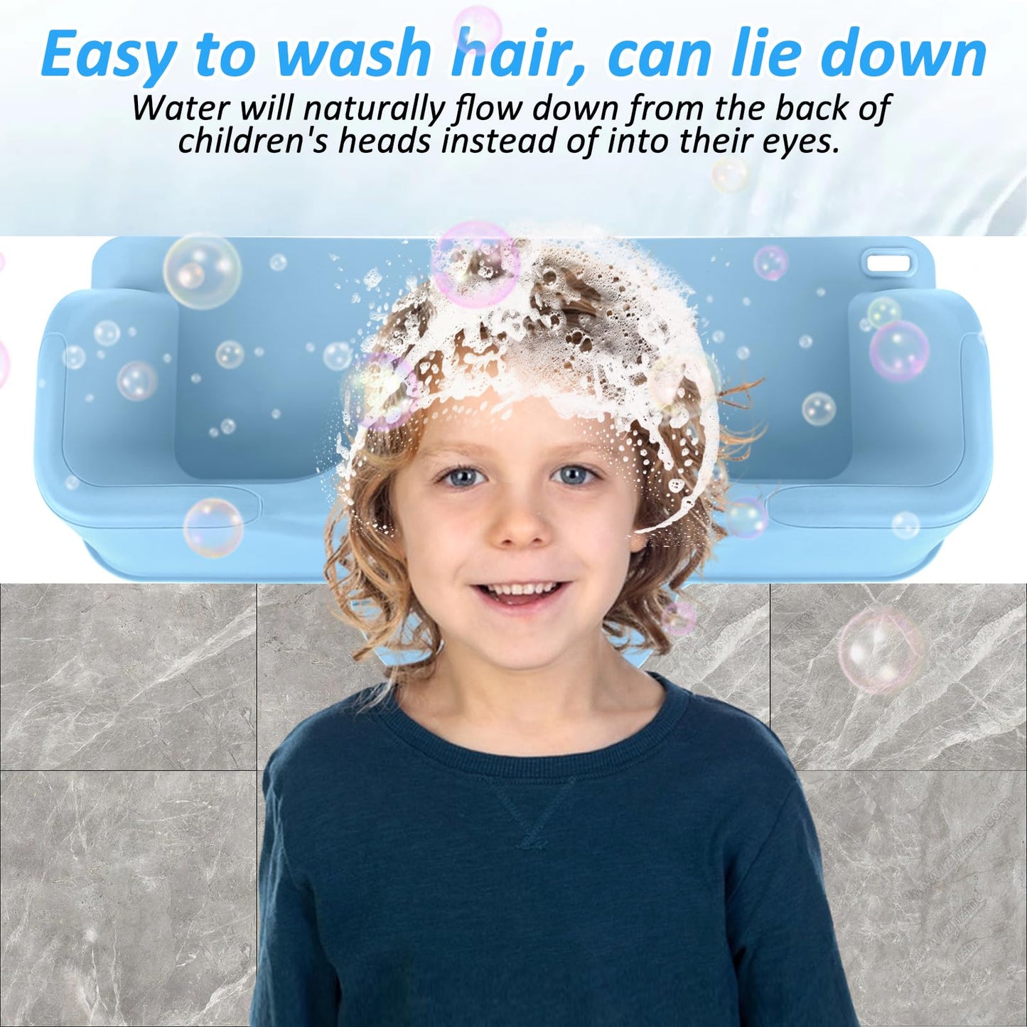 Dark Gray Sibosen Hair Washing Station for Kids Hair Washing Neck Pillow with Shampoo Brush, 15 x 8.6 x 3.7 Inches Ergonomic Kids Hairs Washing Station for Sink or Bathtub