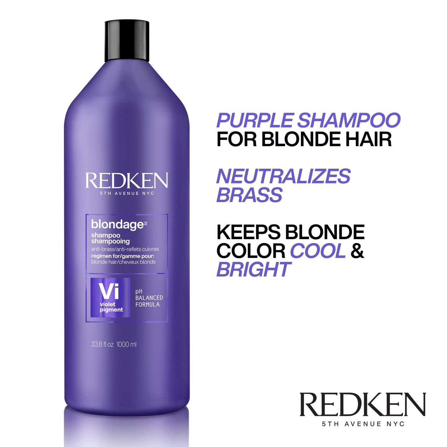 White Smoke Redken Color Extend Blondage Color Depositing Purple Shampoo | For Blonde Hair | Neutralizes Brassy Tones In Blonde Hair | With Salicylic Acid | 33.8 Fl Oz