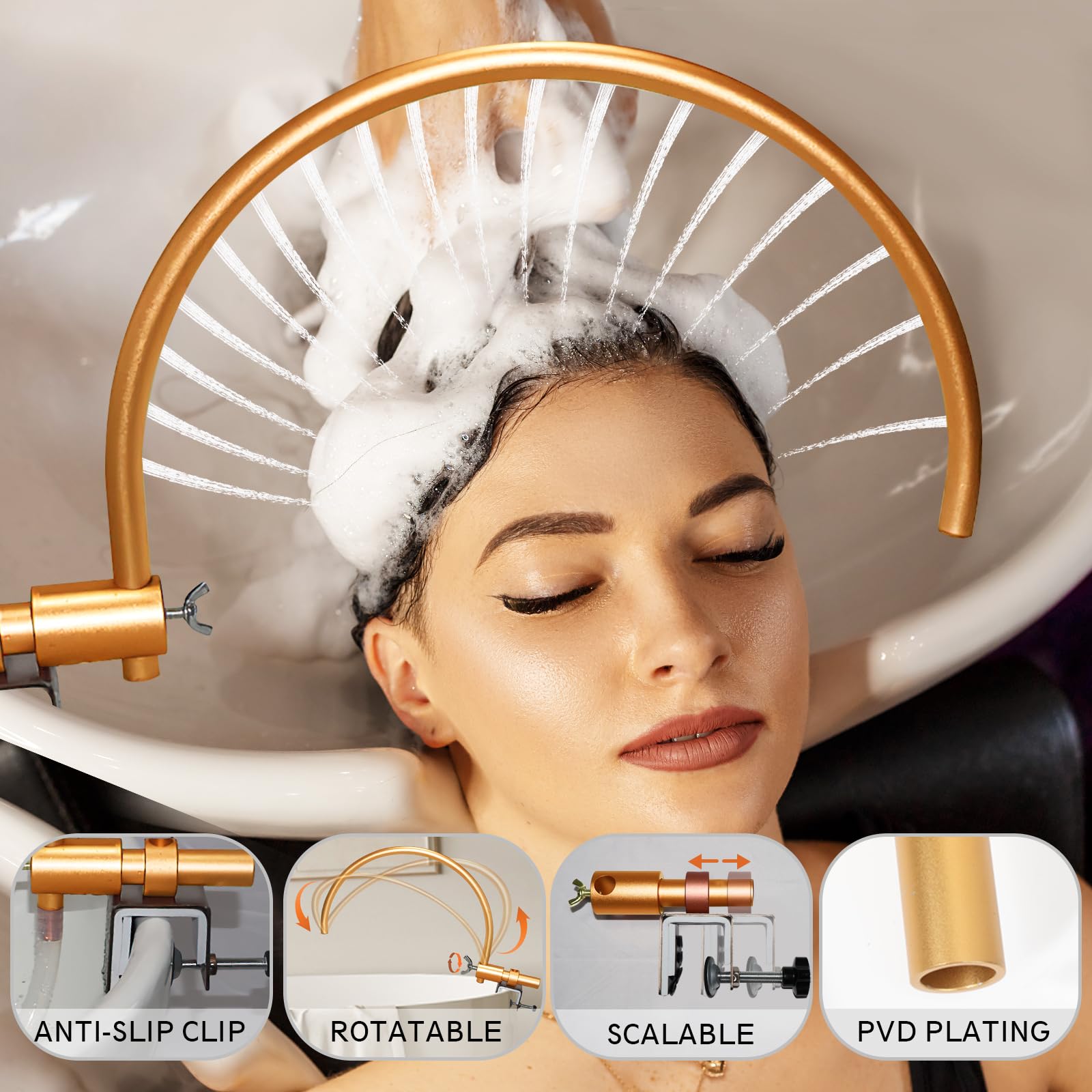 Dark Gray Head Spa Tool for Water Circulation, Hair Salon Equipment At Home, Shampoo Sink Accessories, Portable and Adjustable, Waterfall