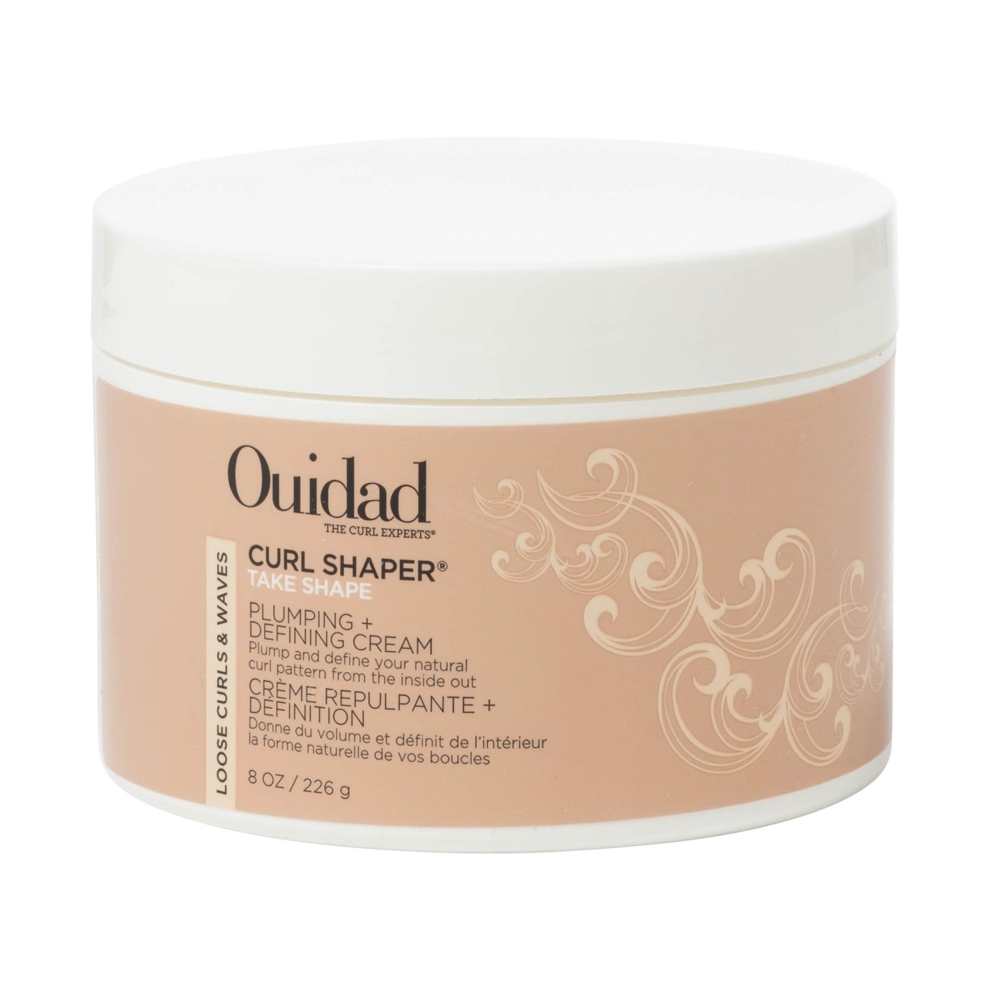 Tan Ouidad Curl Shaper Take Shape Plumping Defining Cream 8oz | Volumizing Styling Formula for Loose Waves Medium Thick Hair | Lightweight Frizz Control Enhancer Soft Hold Texture Booster