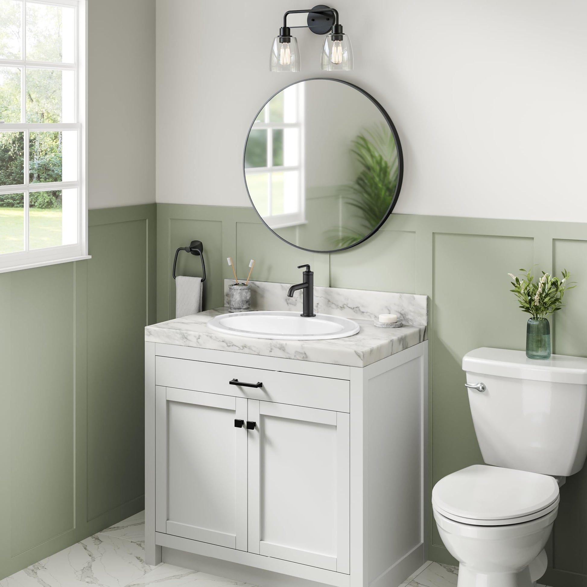 Light Gray KRAUS Elavo 20.5 in. Oval Porcelain Ceramic Self-Rimming Drop In Bathroom Sink in White with Overflow Drain, KCT-100