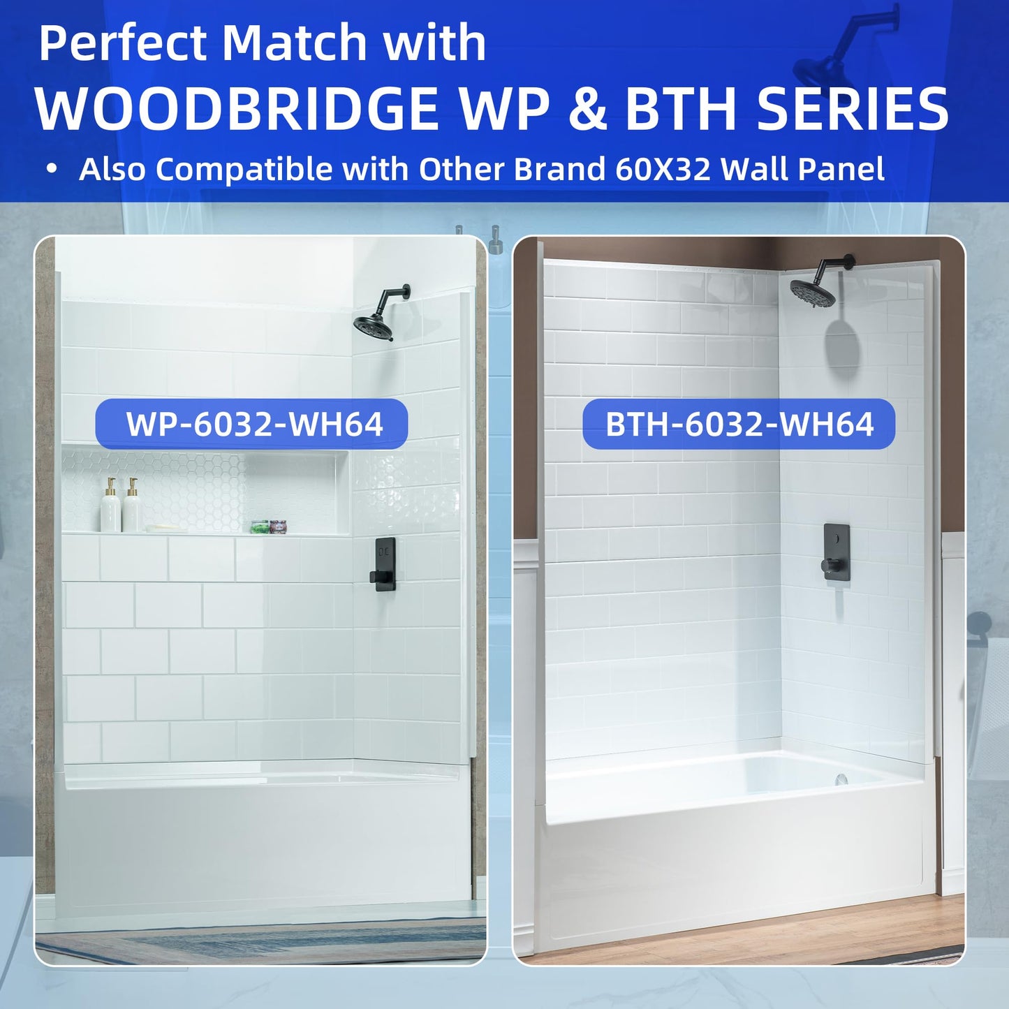 Light Gray WOODBRIDGE 60” x 32” Alcove Soaking Bathtub in white with Left-Hand Drain Hole – Tub Only (No Wall Panels)