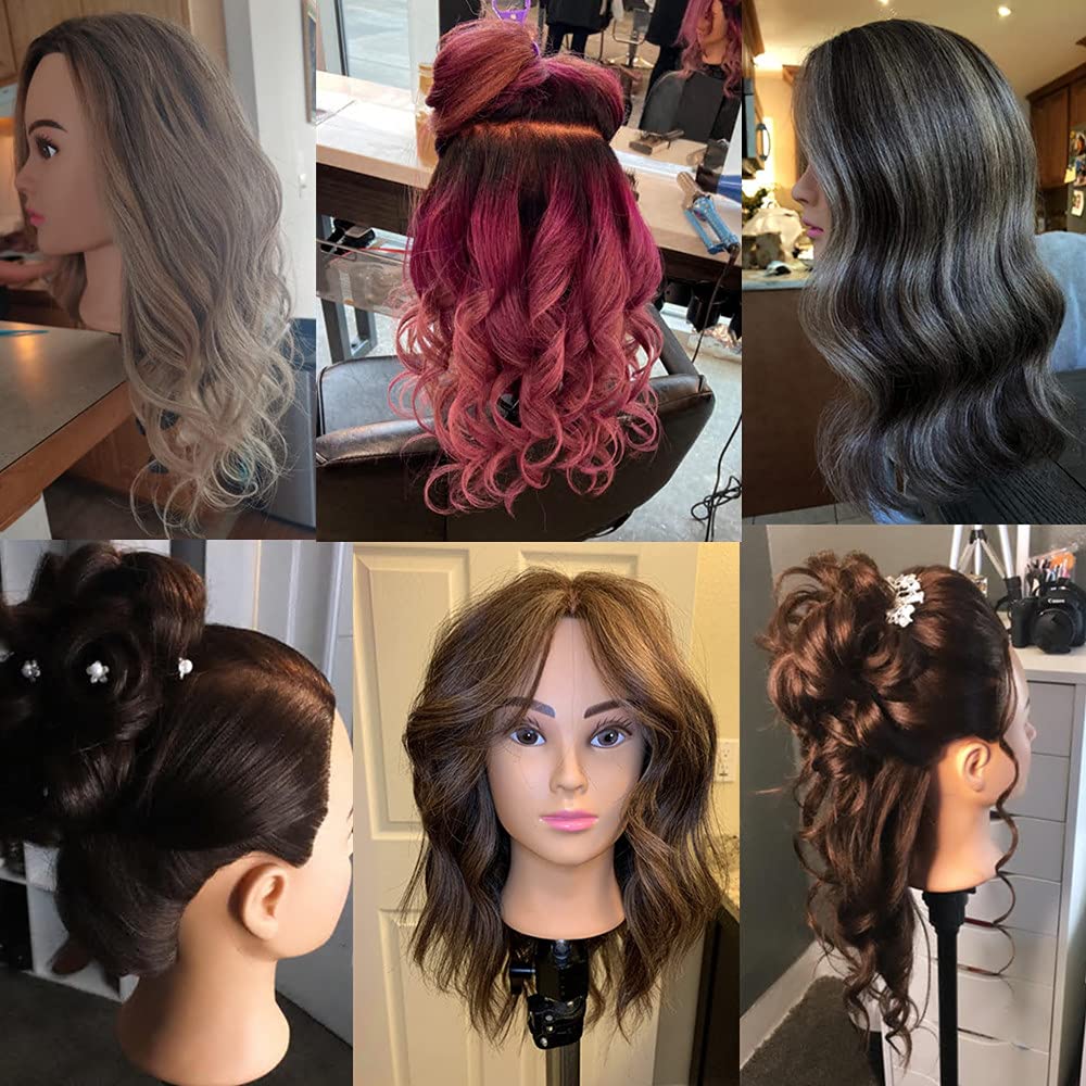 Black Hairingrid Mannequin Head 24"-26"100% Human Hair Hairdresser Cosmetology Mannequin Manikin Training Head Hair and Free Clamp Holder (R71906LB0418H)