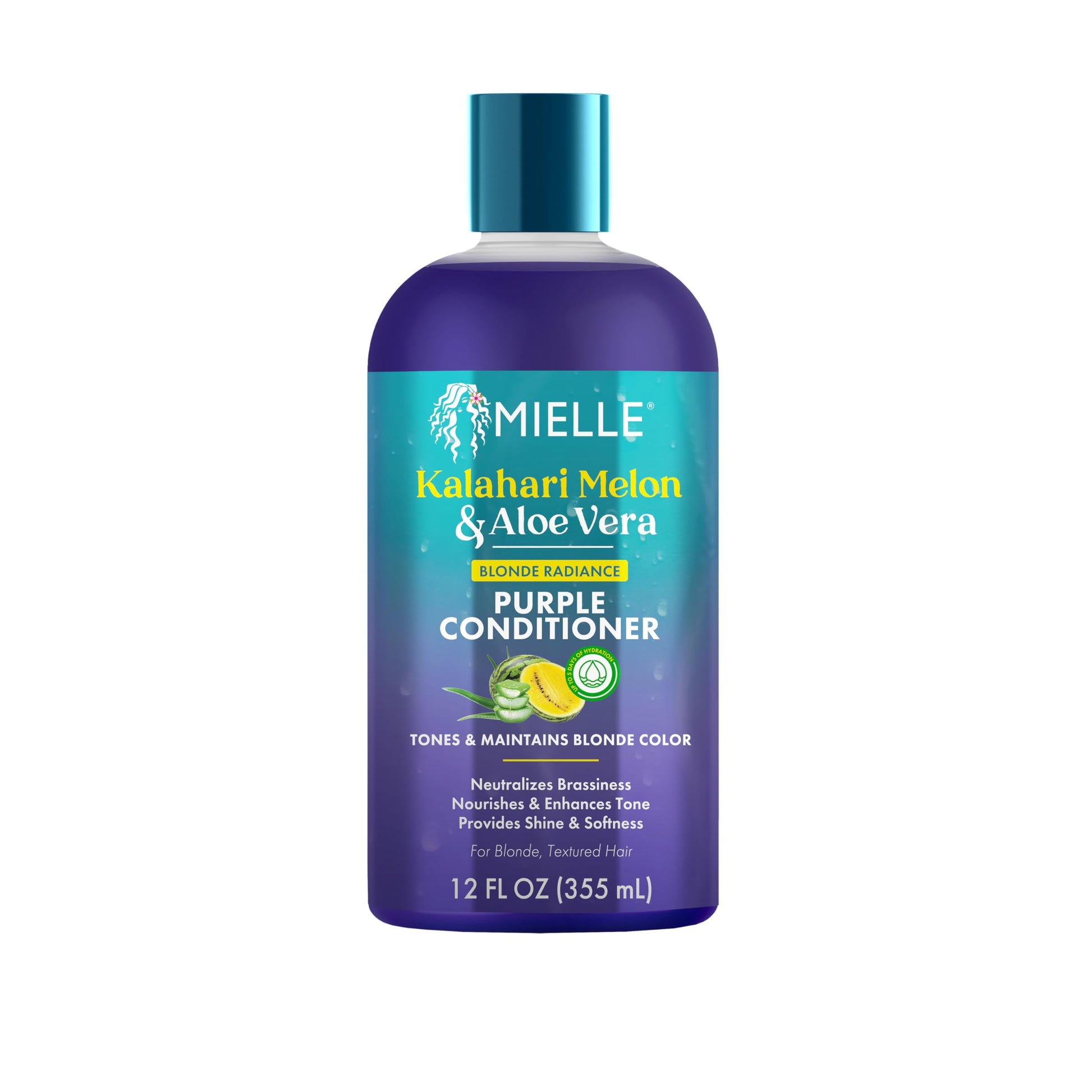 White Smoke Mielle Kalahari Melon & Aloe Vera Purple Conditioner, Blonde Radiance Toning Conditioner for Brassy Hair, Moisturizing & Color-Safe for Blonde & Textured Hair, Sulfate-Free, 12 Ounce
