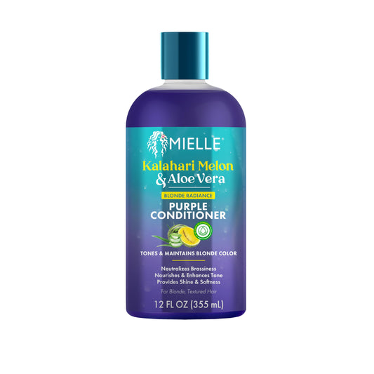 White Smoke Mielle Kalahari Melon & Aloe Vera Purple Conditioner, Blonde Radiance Toning Conditioner for Brassy Hair, Moisturizing & Color-Safe for Blonde & Textured Hair, Sulfate-Free, 12 Ounce