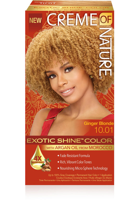Sienna Exotic Shine Hair Color by Creme of Nature, 10.01 Ginger Blonde, with Argan Oil from Morocco, 1 Application