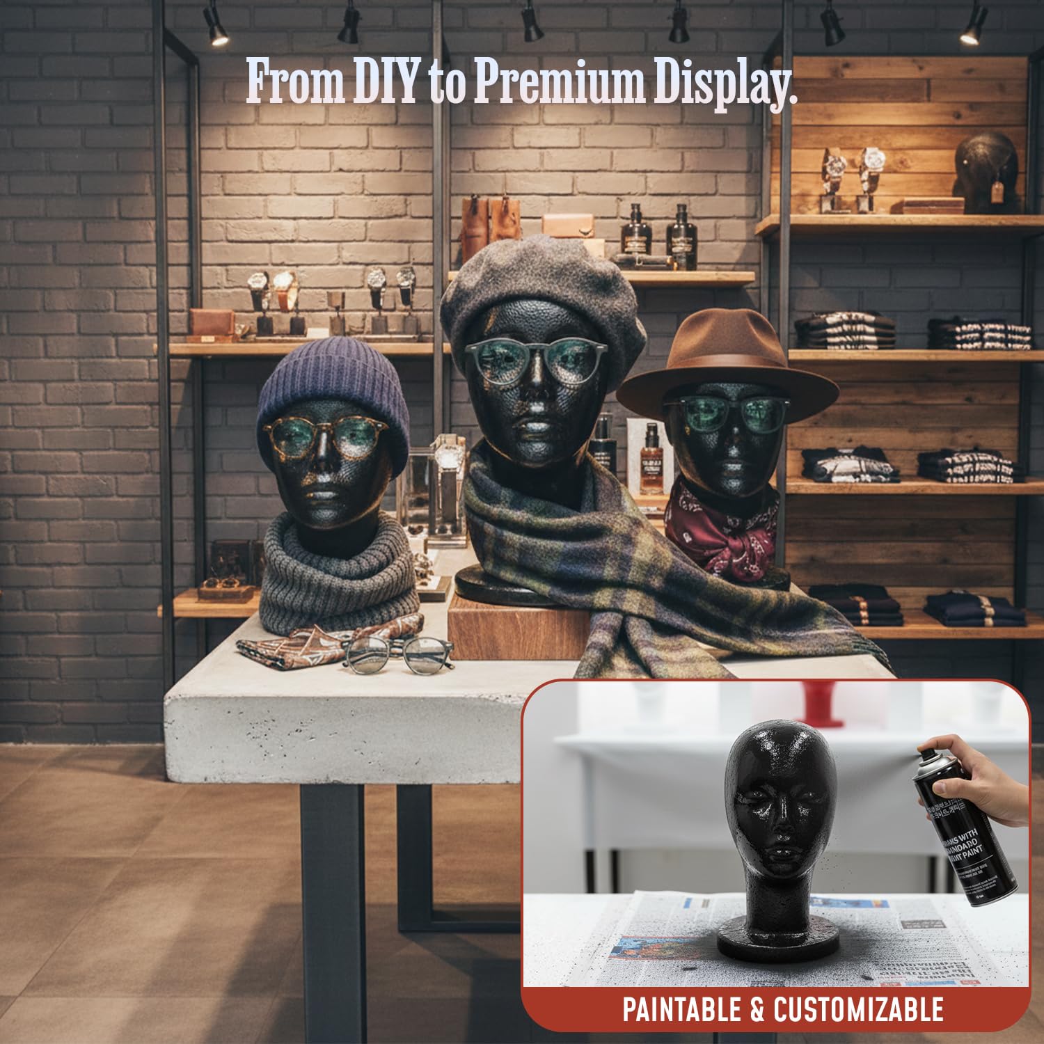 Dark Slate Gray STUDIO LIMITED 11.4-Inch Styrofoam Mannequin Head (3 Pack) – White Foam Wig Display Stand for Wigs, Hats & Hairpieces, Professional Salon and Cosmetology Use