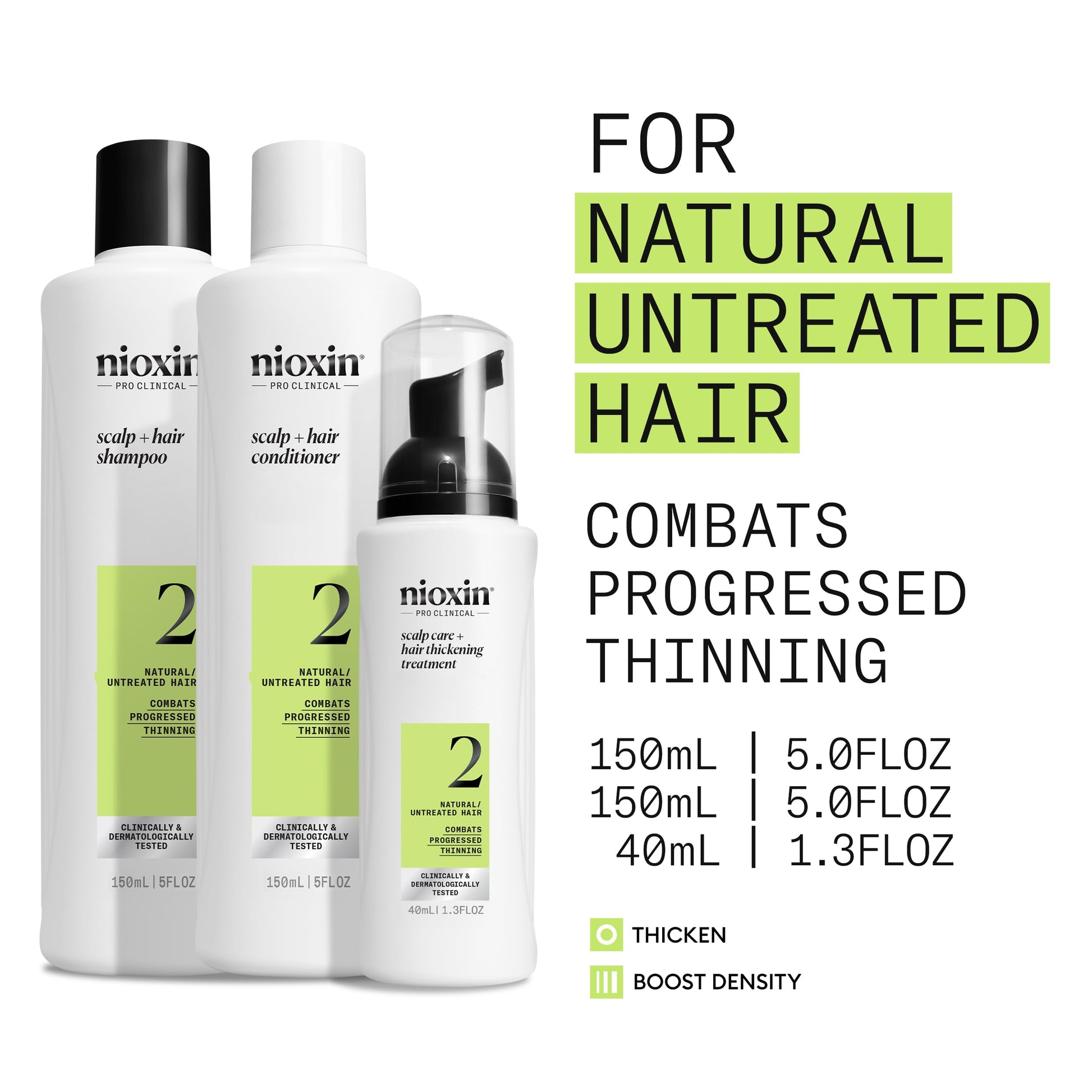 White Smoke Nioxin Scalp + Hair Thickening System 2 | For Natural Hair with Progressed Thinning | Boost Hair Density with Niacinamide & Biotin | Trial Size | 1 Month Supply