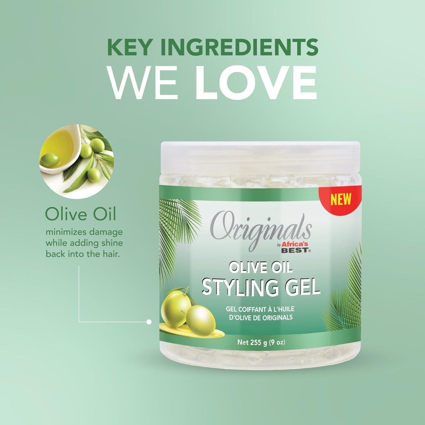 Dark Sea Green Originals by Africa's Best Olive Oil Styling Gel - for Non-Flaky, Superior Hold and Shine - 9 oz