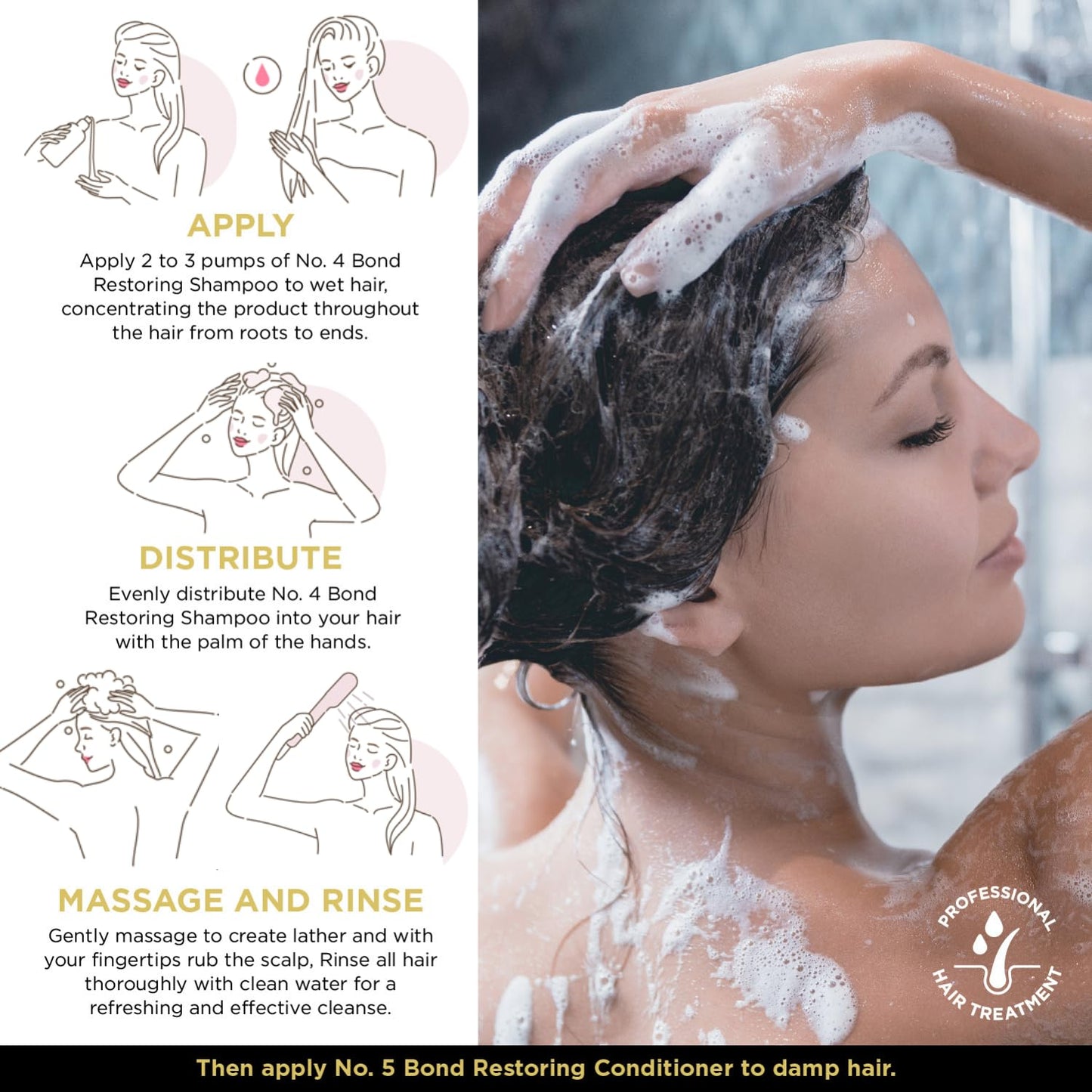 White Smoke BEAUTY PLEX No. 4 - Shampoo for Thinning Hair for Women | Bond Repair | Strengthens, Nourishes, Moisturizes & Repairs Hair Structure. 450ml. (15.2 oz)