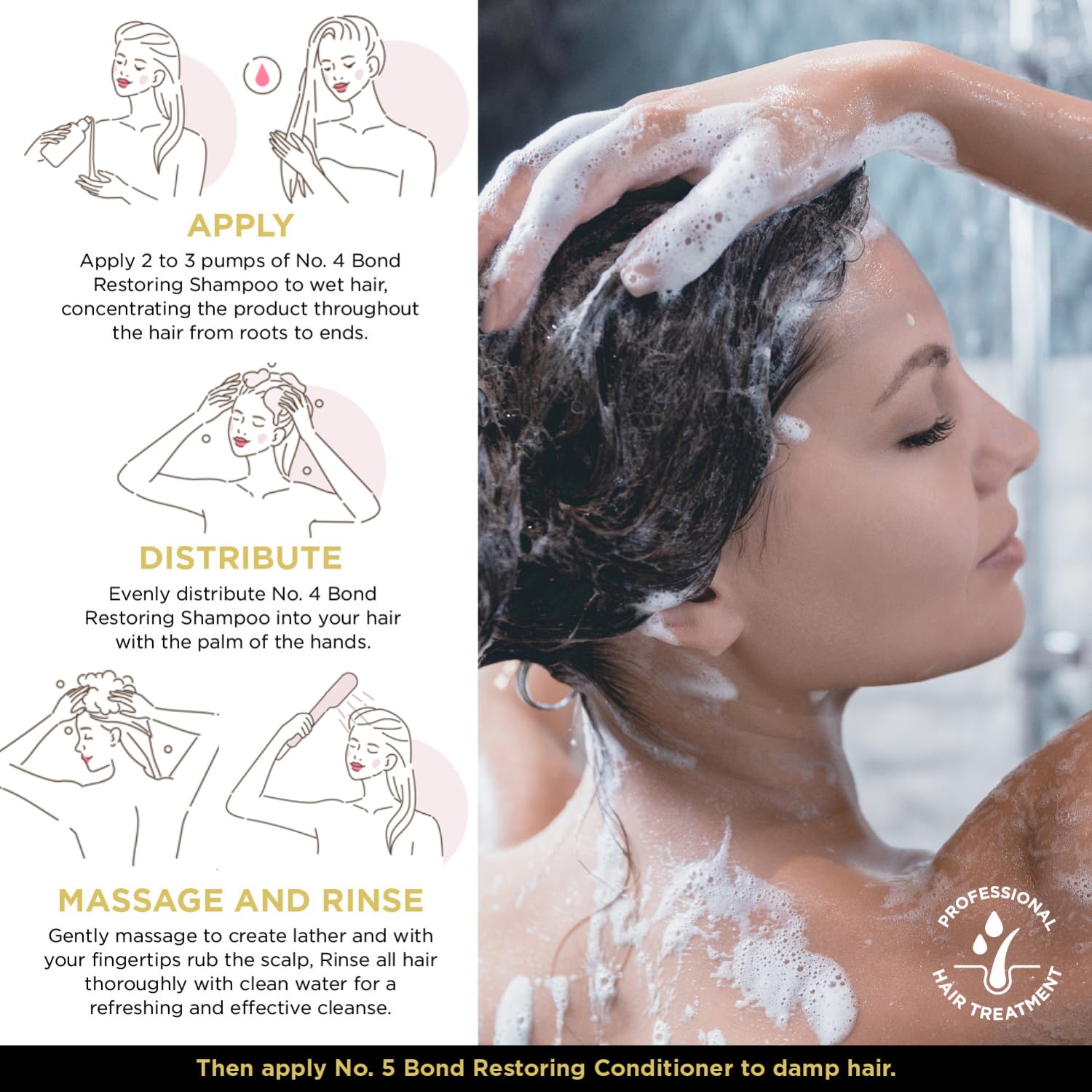 White Smoke BEAUTY PLEX No. 4 - Shampoo for Thinning Hair for Women | Bond Repair | Strengthens, Nourishes, Moisturizes & Repairs Hair Structure. 450ml. (15.2 oz)