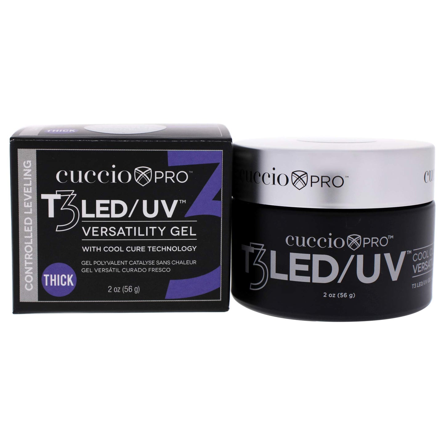 Black Cuccio Pro T3 LED/UV Cool Cure Versatility Gel - Controlled Levelling - Incredibly Flexible - Strong Adhesion - Thick Viscosity - Fast Application - Quick Cure - Opaque Welsh Rose - 2 Oz Nail Gel