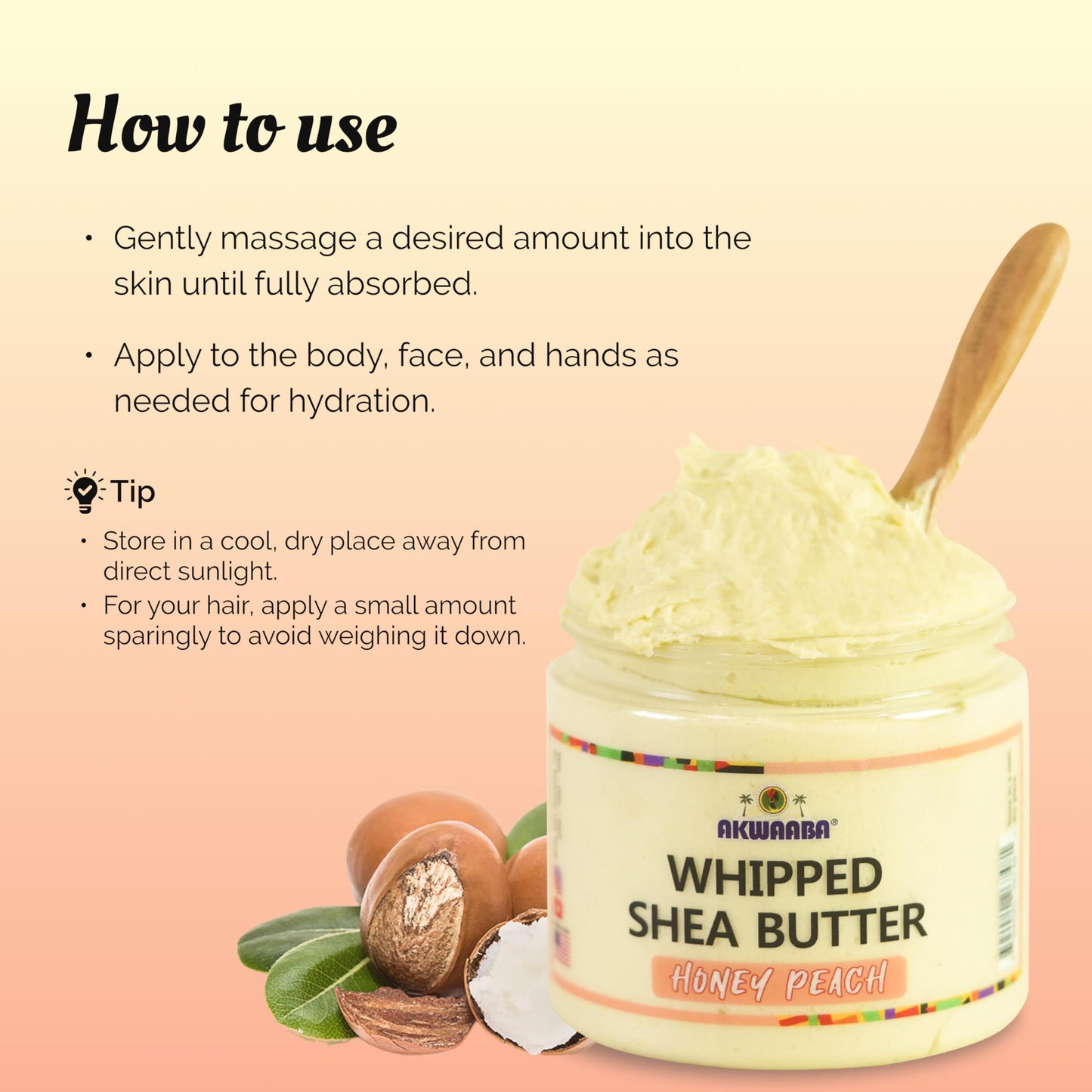 Bisque AKWAABA Whipped Shea Butter (Baby Powder) – Nourishes & Moisturizes | Made with Shea Butter | No Dyes & Parabens | 12 oz / 340 g