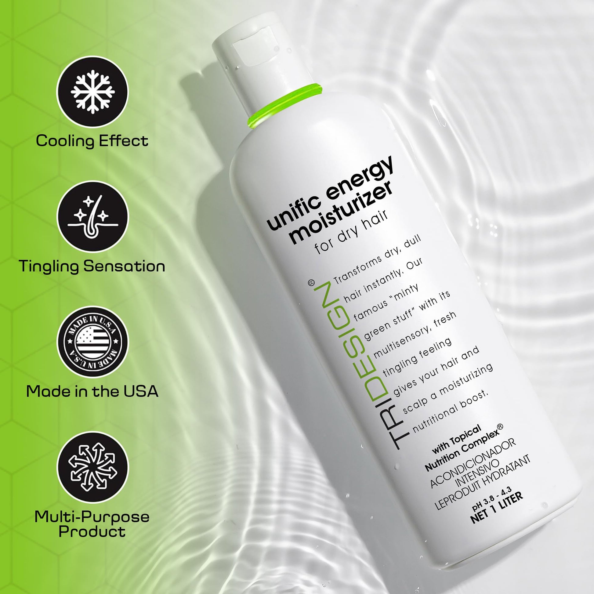 Lavender TRIDESIGN Unific Energy Moisturizer - Deep Hair Conditioner for Dry Damaged Hair - Moisturizing for Curly, Frizzy, Thick Hair - Hydrating Conditioner for Men and Women, 32 oz