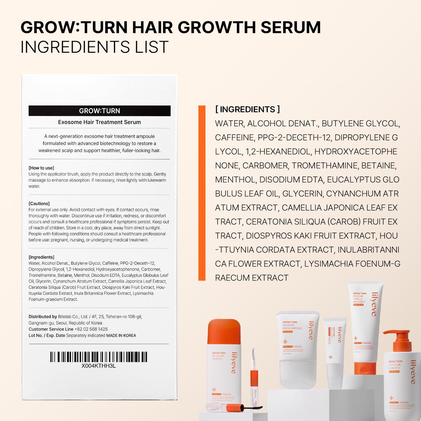 Misty Rose lilyeve GROWTURN Hair Growth Serum with Built-in Brush, Heartleaf-Derived Exosomes to Revitalize, Scalp Massager, Korean Hair Care, 3.38 fl. oz. (Pack of 1)