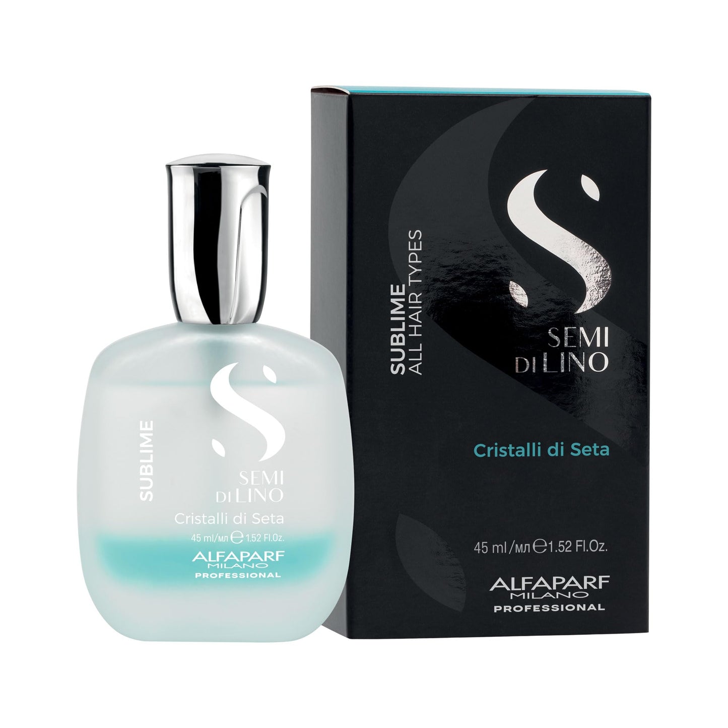 Black ALFAPARF MILANO Semi di Lino Cristalli di Seta Hair Oil Serum for Fine Hair - Provides Brilliant Shine and Protection - Bi-Phase Serum for Thin Hair - Color Safe - Hydrates, Strengthens (1.52 fl oz)