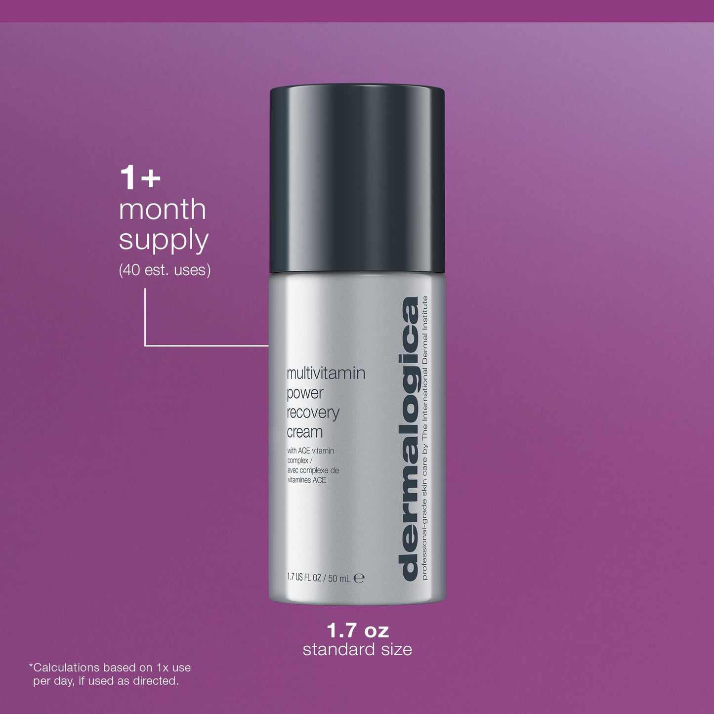 Dim Gray Dermalogica MultiVitamin Power Recovery Face Cream, Hydrating Facial Moisturizer with Antioxidants - Preventing Signs of Skin Aging, 1.7 fl oz