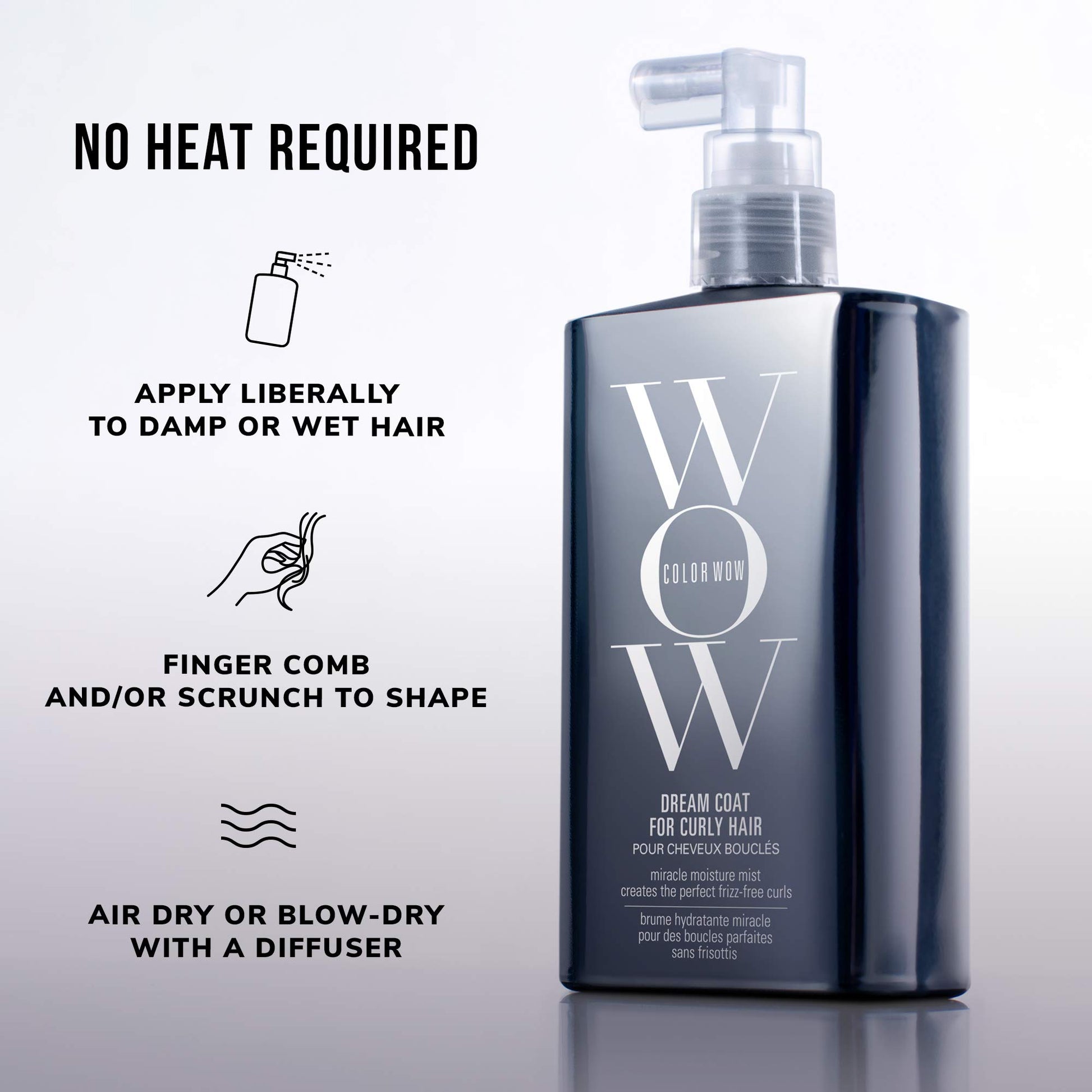 White Smoke COLOR WOW Dream Coat for Curly Hair – Frizz-Free Curls Made Easy, Moisture-Boosting Spray, Curl-Enhancing Formula