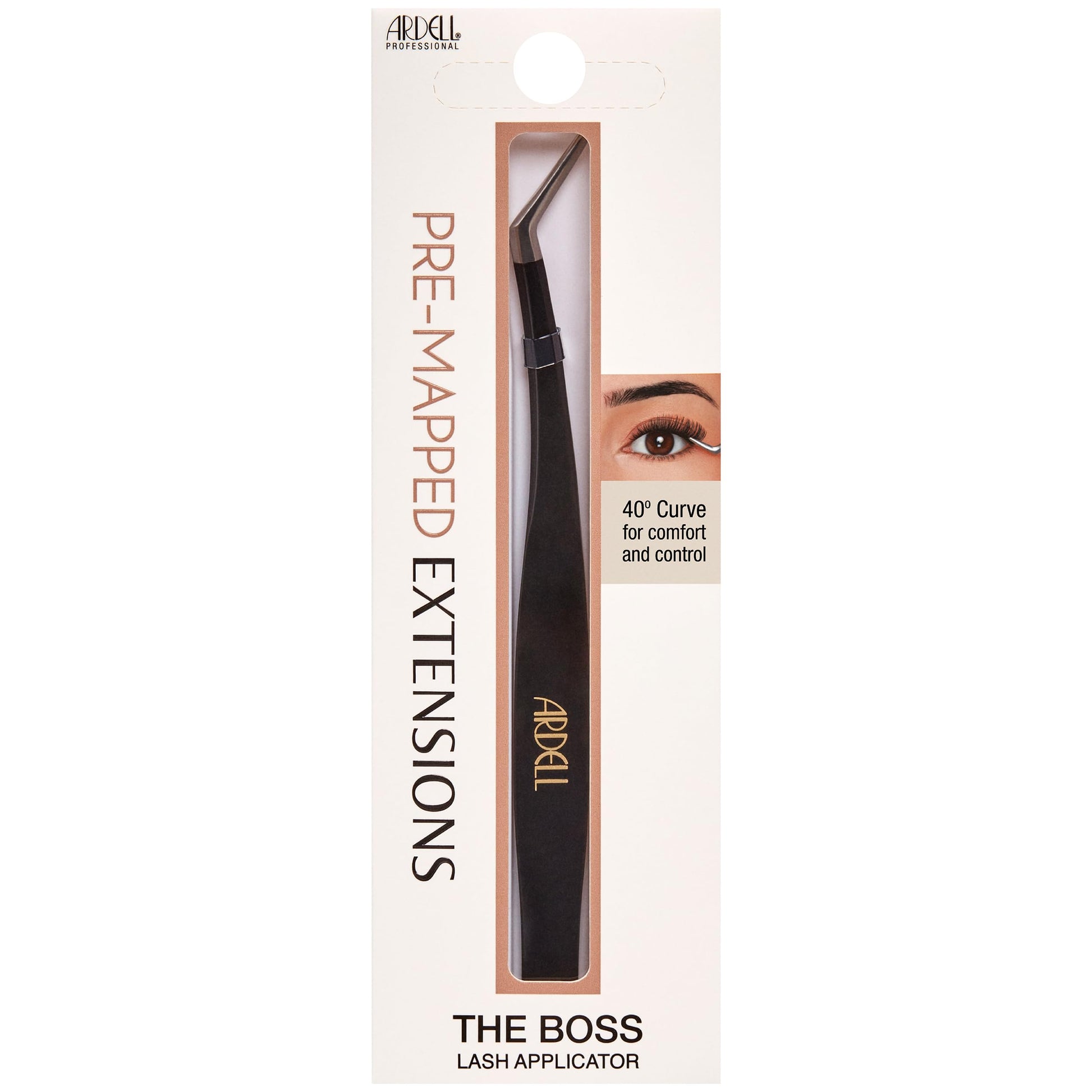 Misty Rose Ardell Pre-Mapped Lash Applicator Tool - 40° Curved Eyelash Tweezers for Precision and Comfort, Easy Application