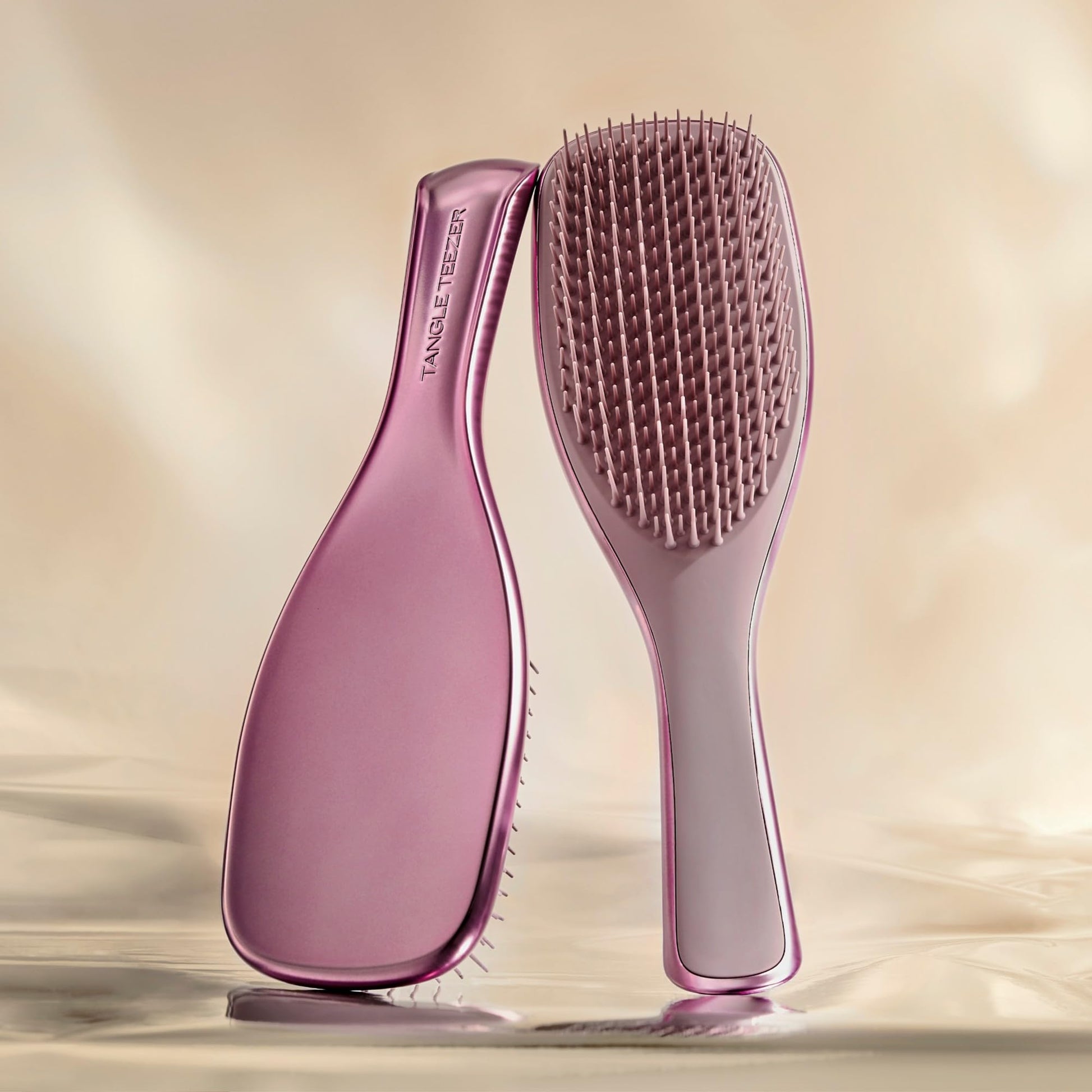 Light Gray Tangle Teezer Chrome Ultimate Detangler Brush for Wet & Dry Hair, Eliminates Knots & Reduces Breakage for Straight to Curly Hair Types, Mauve