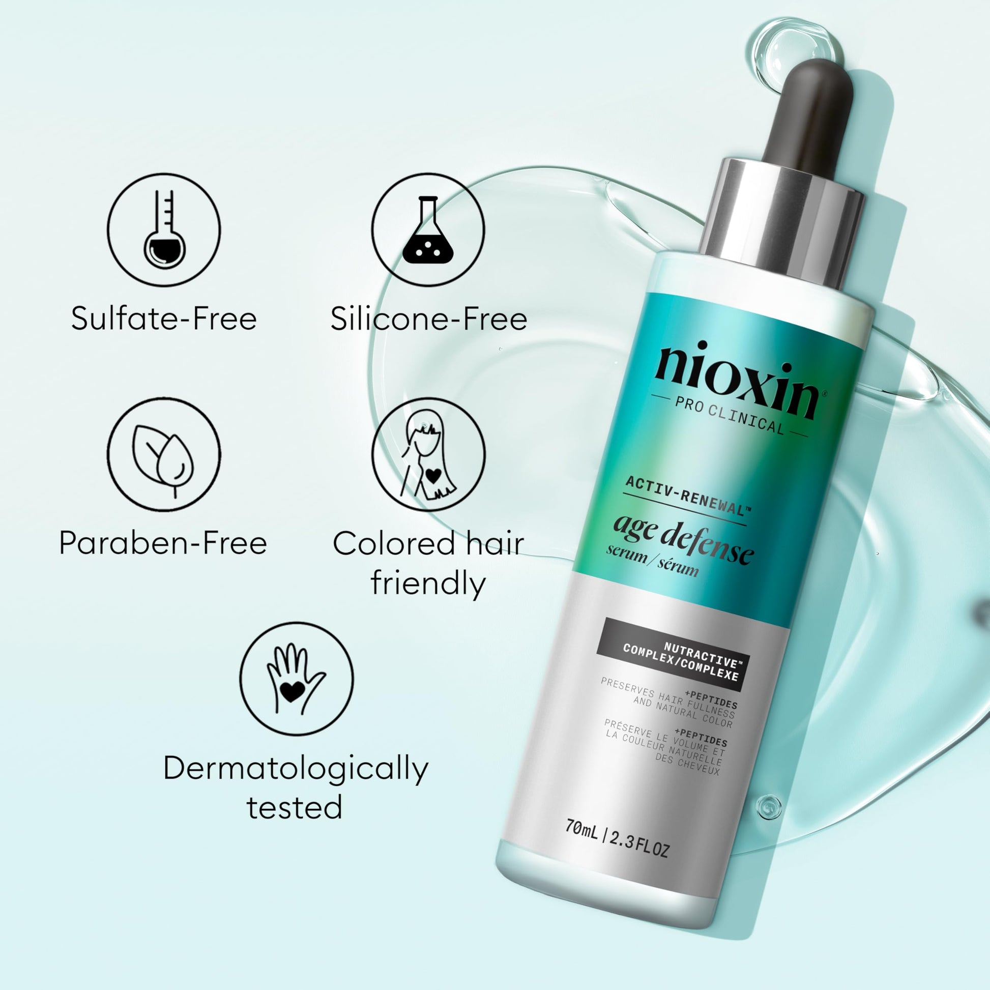 Alice Blue Nioxin Age Defense Anti-Aging Hair Serum | Leave-in Scalp Treatment with Peptides | 2.3 Fl Oz | 70mL