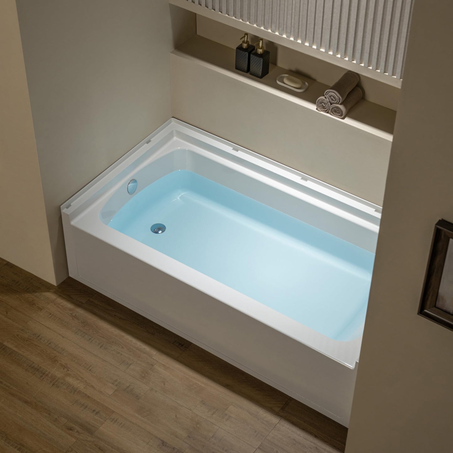 Dark Olive Green WOODBRIDGE 60” x 32” Alcove Soaking Bathtub in white with Left-Hand Drain Hole – Tub Only (No Wall Panels)