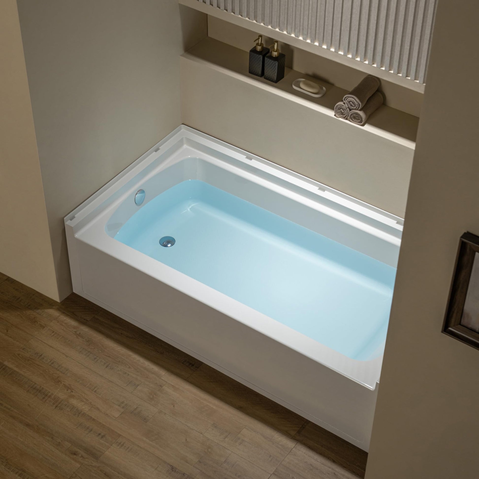 Dark Olive Green WOODBRIDGE 60” x 32” Alcove Soaking Bathtub in white with Left-Hand Drain Hole – Tub Only (No Wall Panels)
