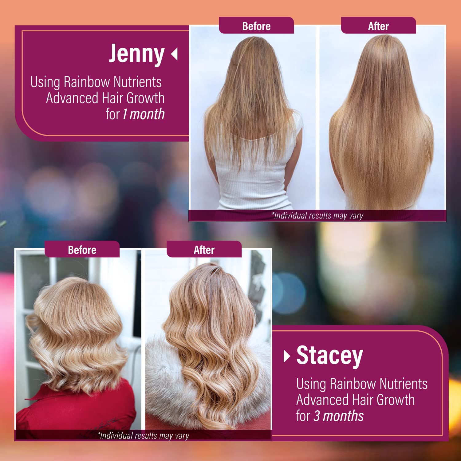 Maroon Hair Growth Vitamins for Women | Biotin 10,000mcg, Collagen, Patented OptiMSM®, goMCT®, Saw Palmetto | Naturally Regrow Stronger & Healthier Hair, Skin and Nails | Stops Hair Loss | 60 Day Supply