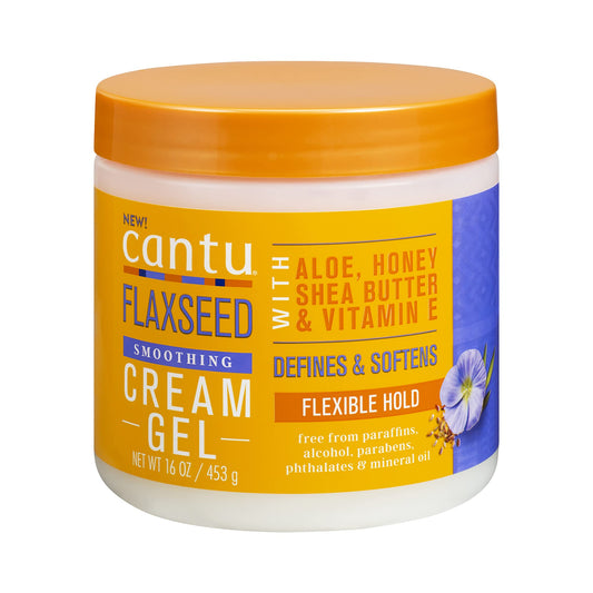 Orange Cantu Flaxseed Styling Cream Gel with Aloe, Honey, Shea Butter & Vitamin E 16 oz