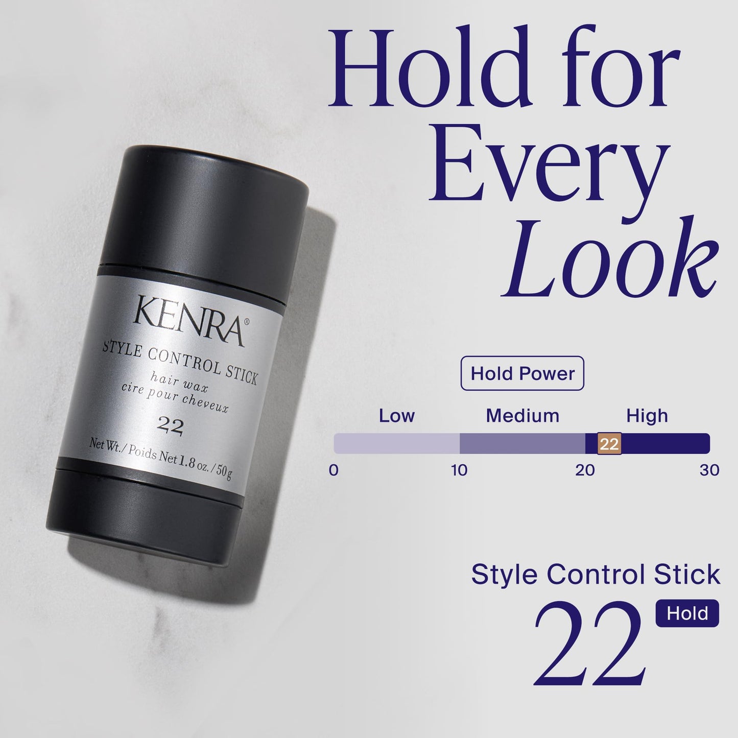 Light Gray Kenra Professional Style Control Stick 22 | Hair Wax | Smooth, Sleek Styles | Long-Lasting Hold, Frizz Control, & Humidity Resistance | Sweat-Resistant Hold | Safe for Skin, Scalp & Edges | 1.8 oz