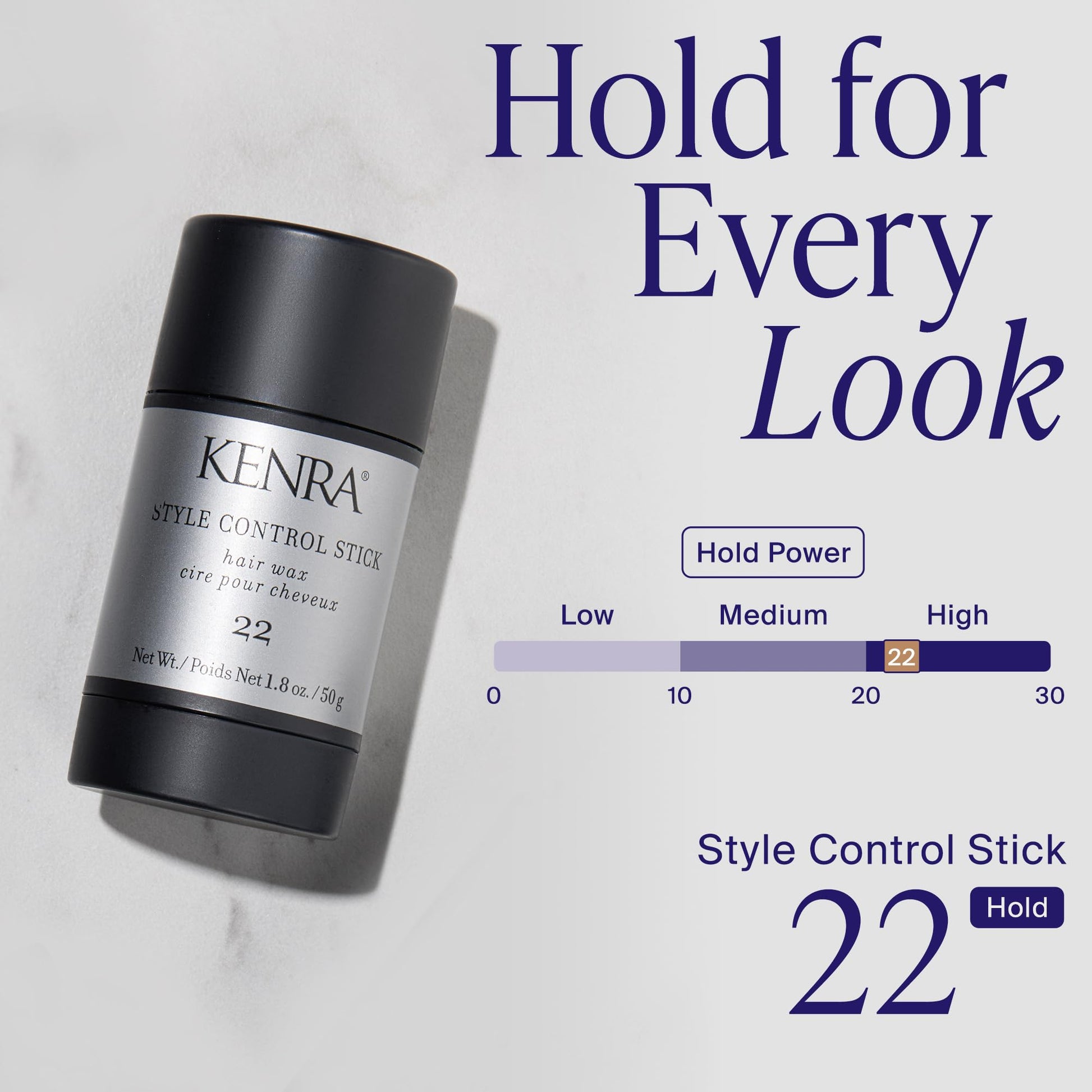 Light Gray Kenra Professional Style Control Stick 22 | Hair Wax | Smooth, Sleek Styles | Long-Lasting Hold, Frizz Control, & Humidity Resistance | Sweat-Resistant Hold | Safe for Skin, Scalp & Edges | 1.8 oz