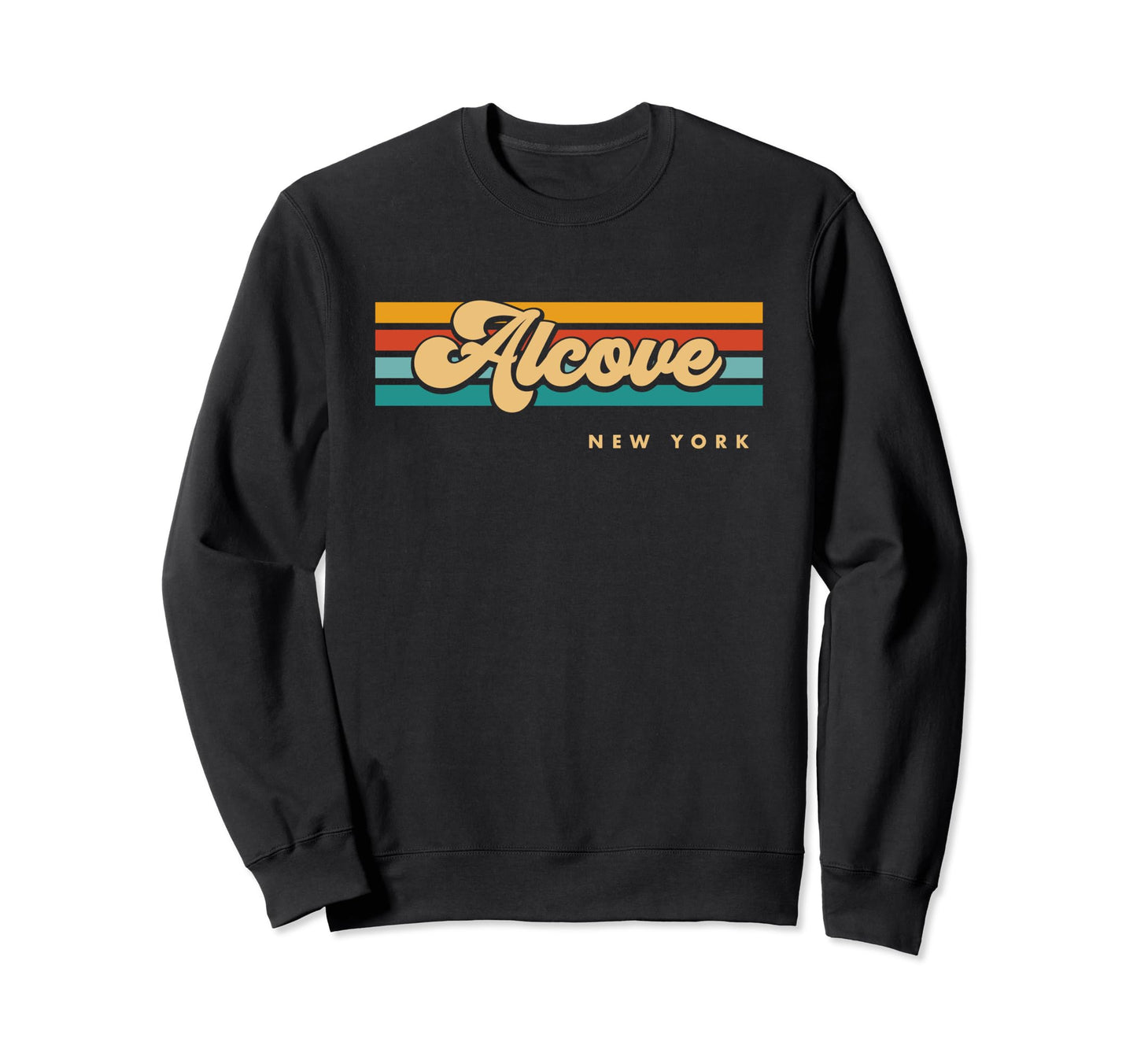 Dark Slate Gray Vintage Sunset Stripes Alcove, New York Sweatshirt