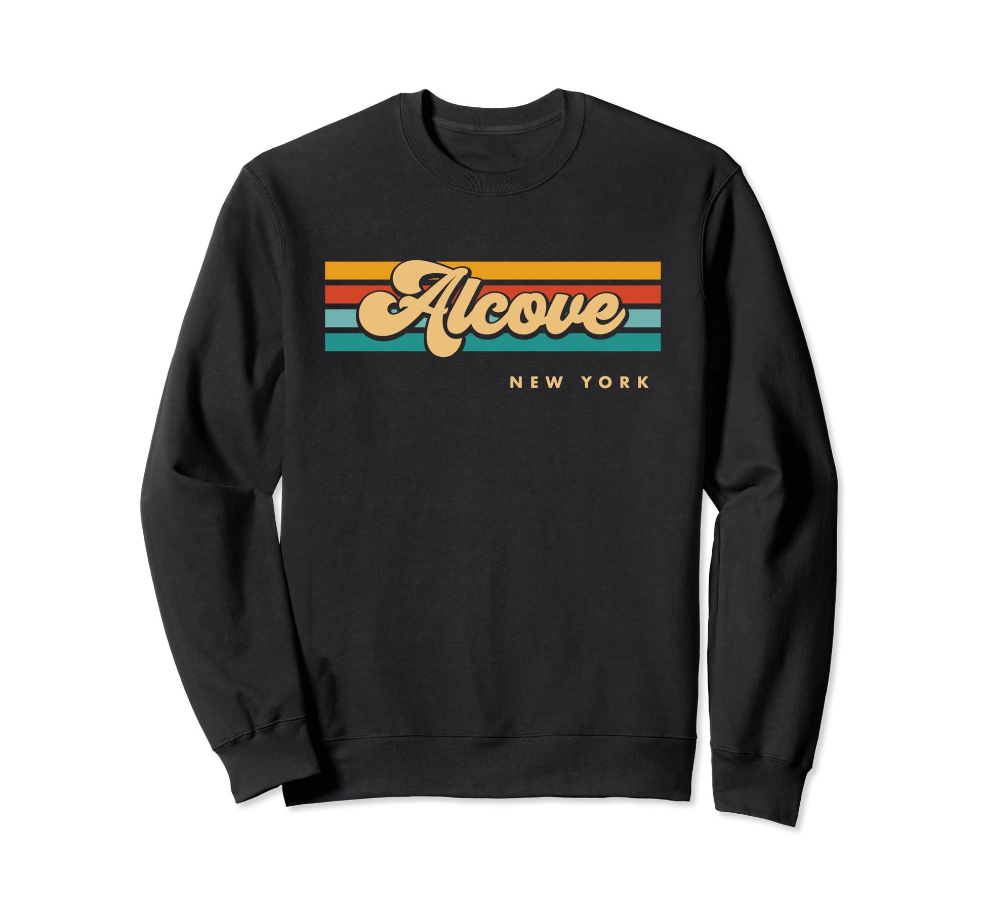 Dark Slate Gray Vintage Sunset Stripes Alcove, New York Sweatshirt