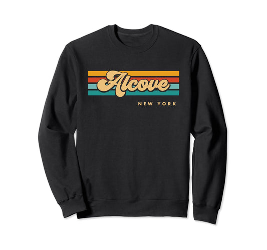 Dark Slate Gray Vintage Sunset Stripes Alcove, New York Sweatshirt