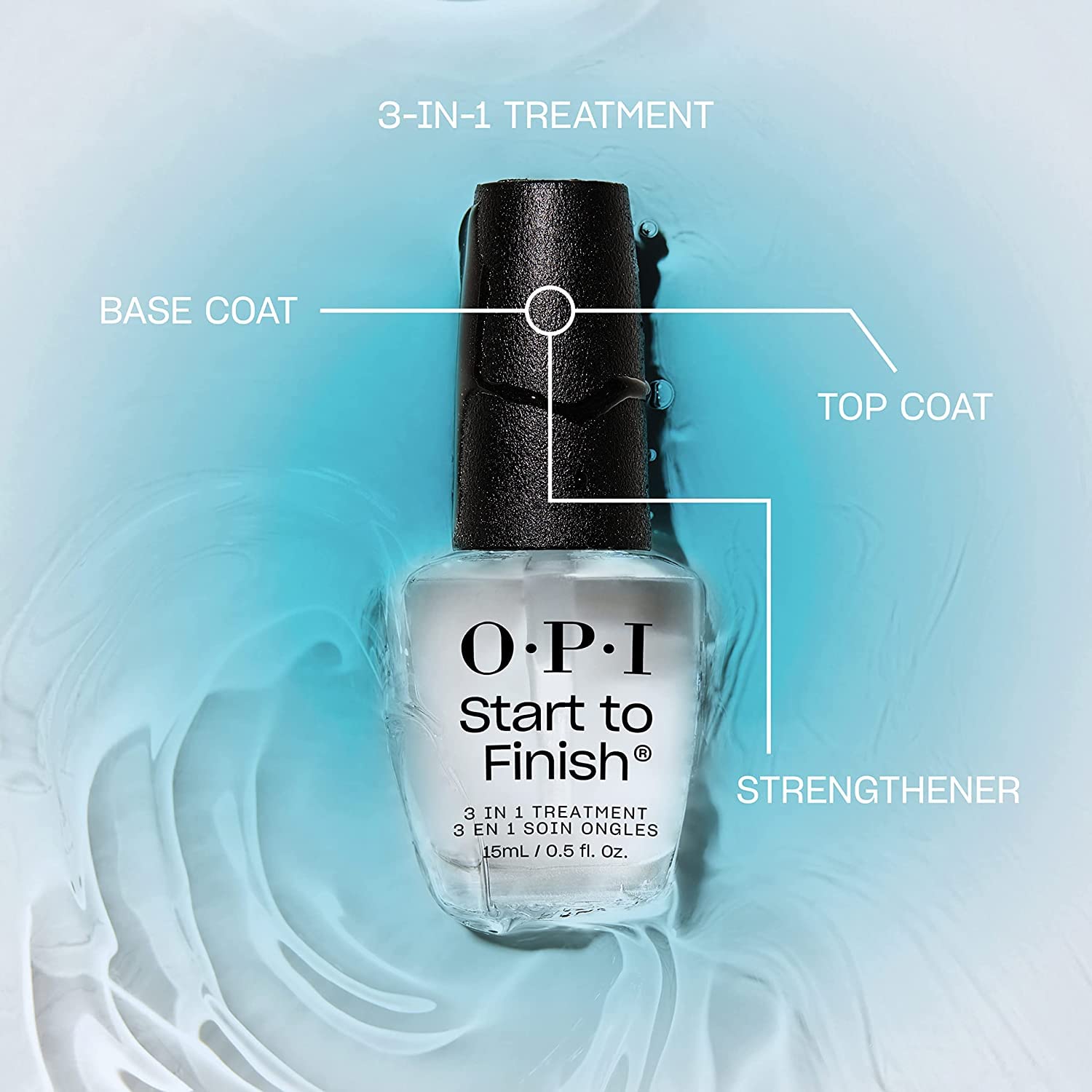 Light Gray OPI Nail Envy, 0.5 fl oz and OPI Start to Finish, 3-in-1 Treatment, Base Coat, Top Coat, Nail Strengthener, 0.5 fl oz