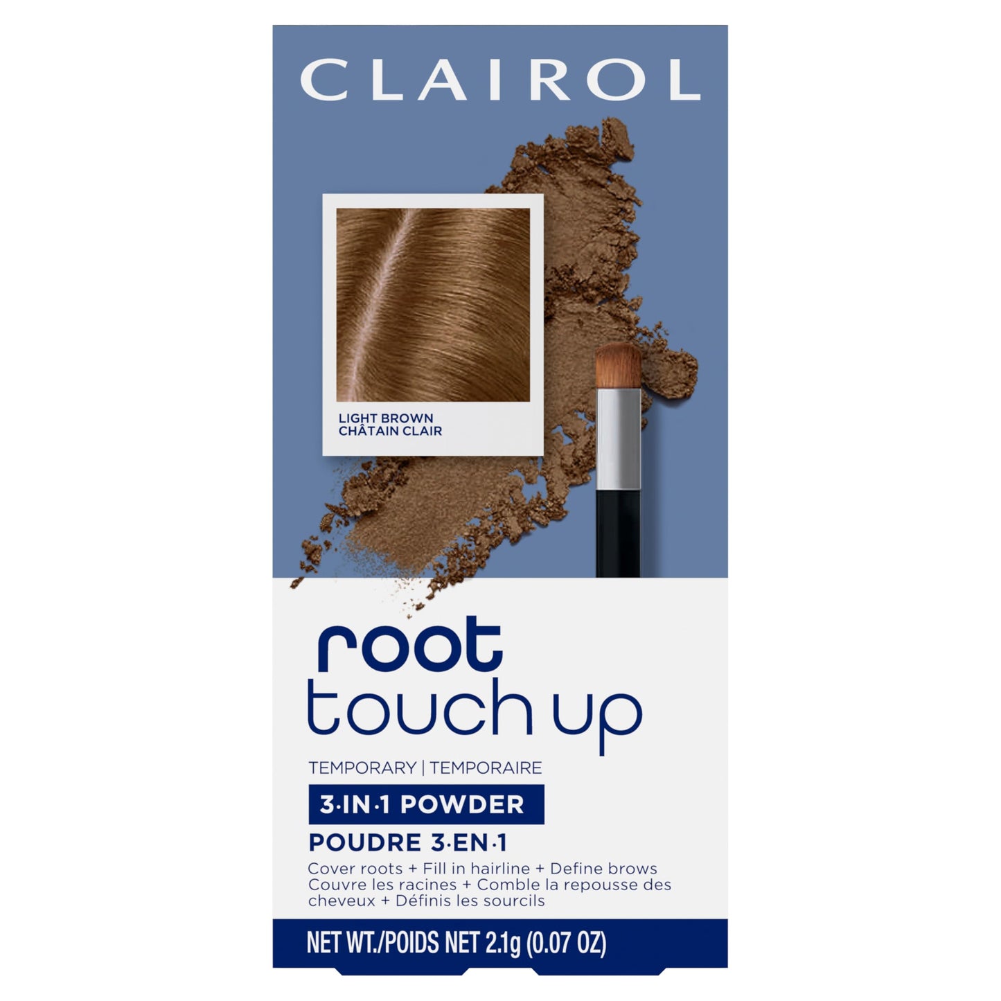 White Smoke Clairol Root Touch-Up Temporary Concealing Powder, Light Brown Hair Color | Ammonia Free | Instantly Cover Roots + Define Eyebrows | On-the-Go Compact with Mirror and Application Brush | Pack of 1