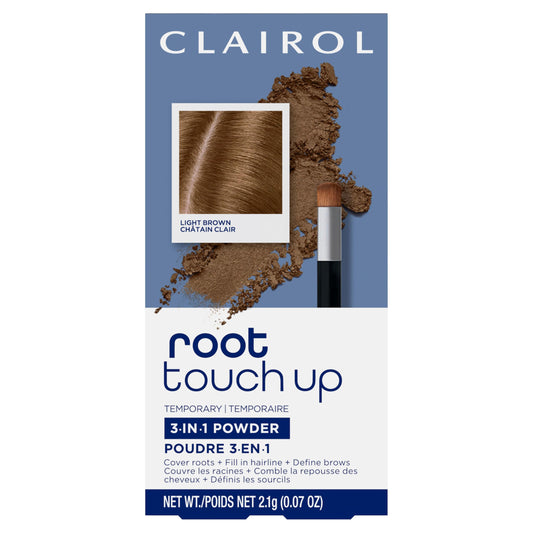 White Smoke Clairol Root Touch-Up Temporary Concealing Powder, Light Brown Hair Color | Ammonia Free | Instantly Cover Roots + Define Eyebrows | On-the-Go Compact with Mirror and Application Brush | Pack of 1