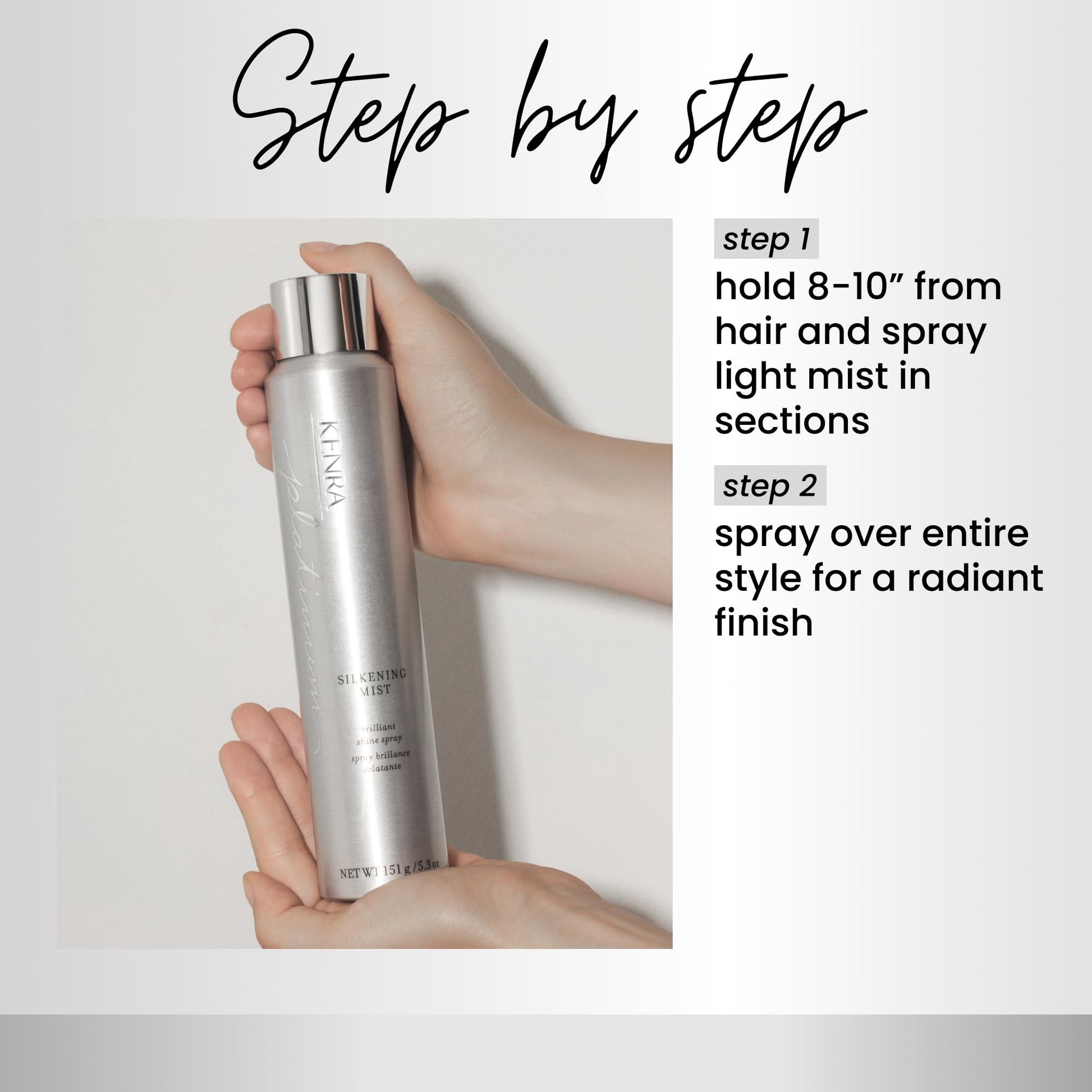 Light Gray Kenra Platinum Silkening Mist 50% | Brilliant Shine Spray | Smooths Flyaways, Detangles and Tames Frizz | Humidity Protection | All Hair Types | 5.3 oz (2-Pack)