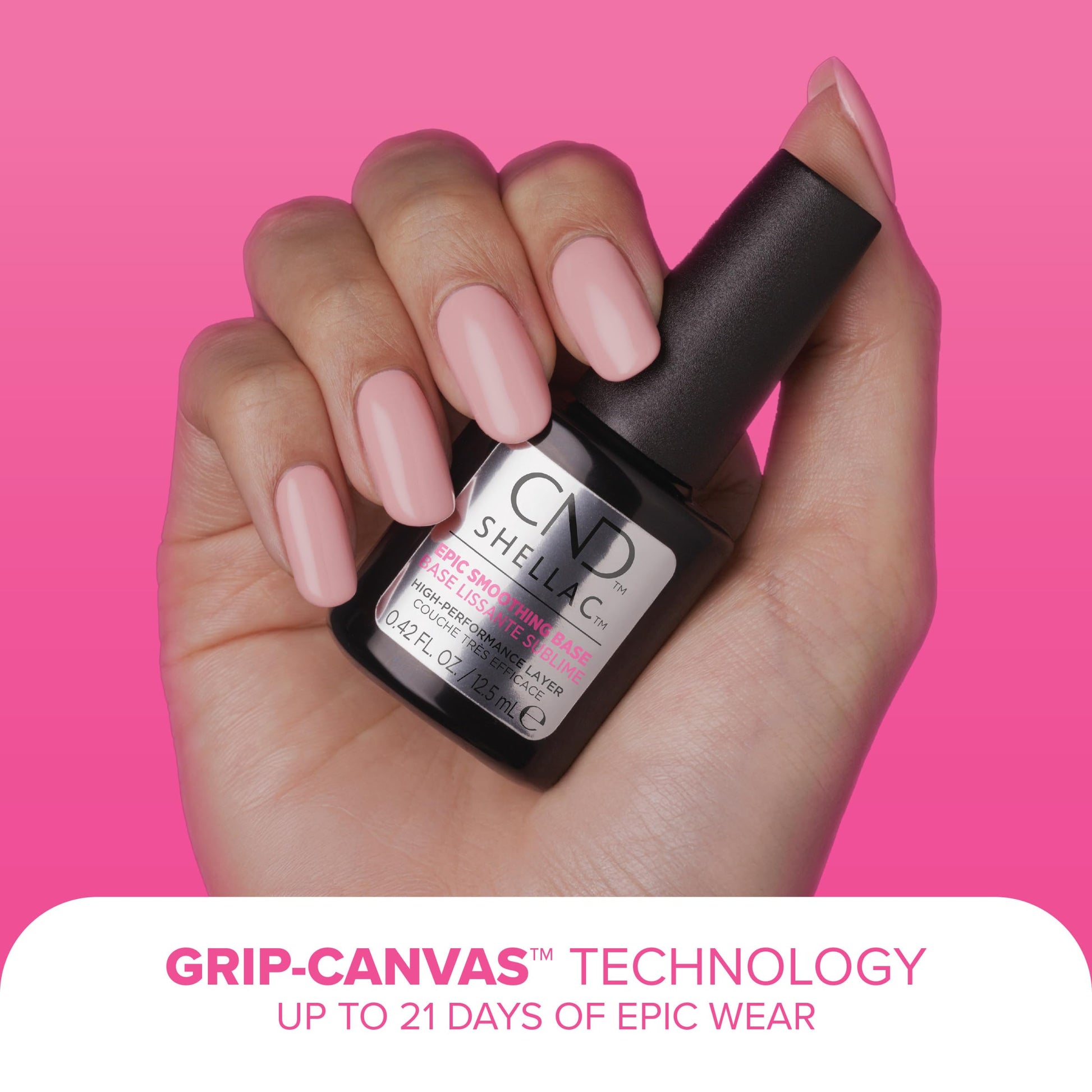 White Smoke CND SHELLAC Epic Smoothing Gel Nail Base Coat, Strengthening Formula for Long Lasting Wear, 10x Thicker Appearance than Original, 0.42 fl oz
