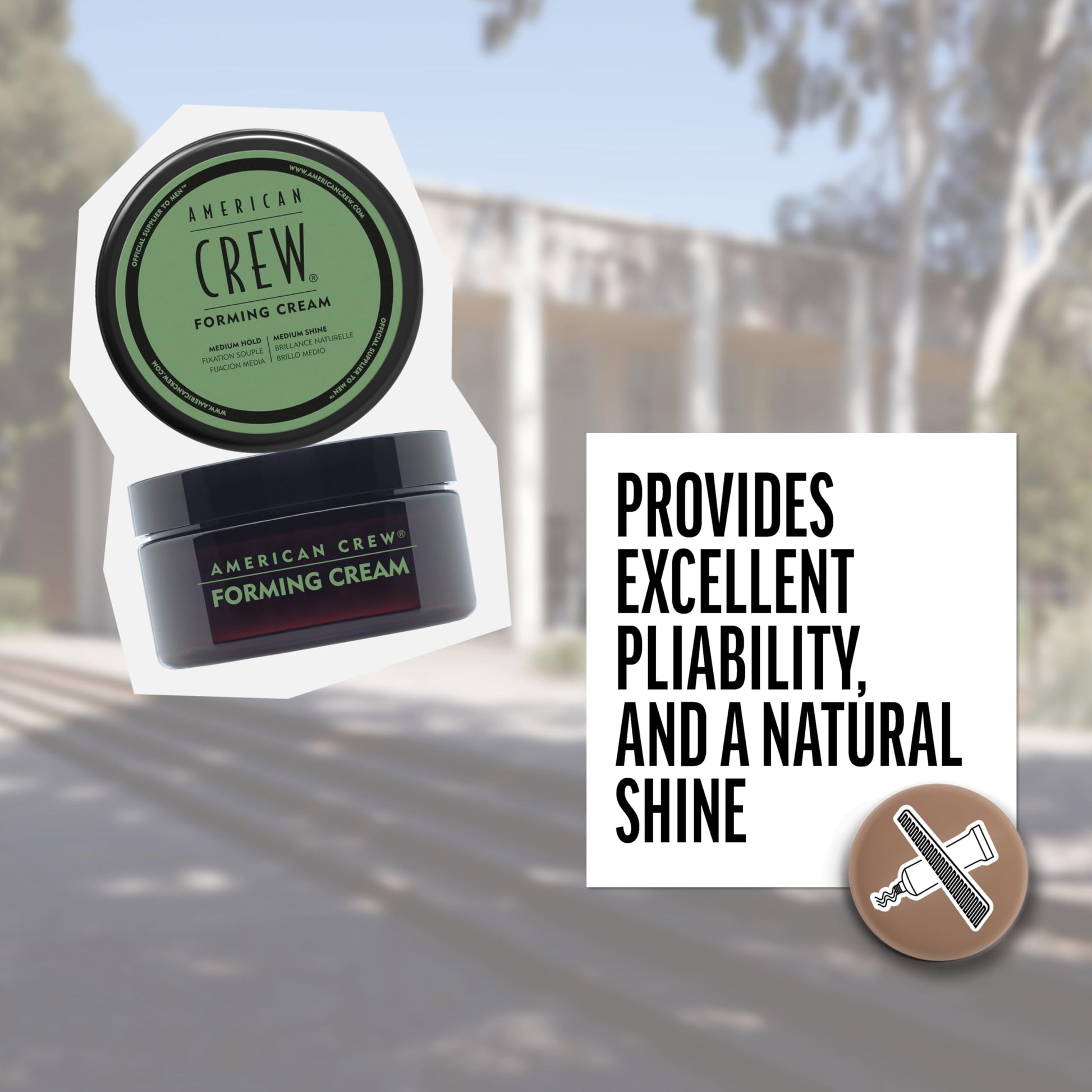 Light Slate Gray American Crew Men's Hair Forming Cream, Like Hair Gel with Medium Hold & Medium Shine, 3 oz