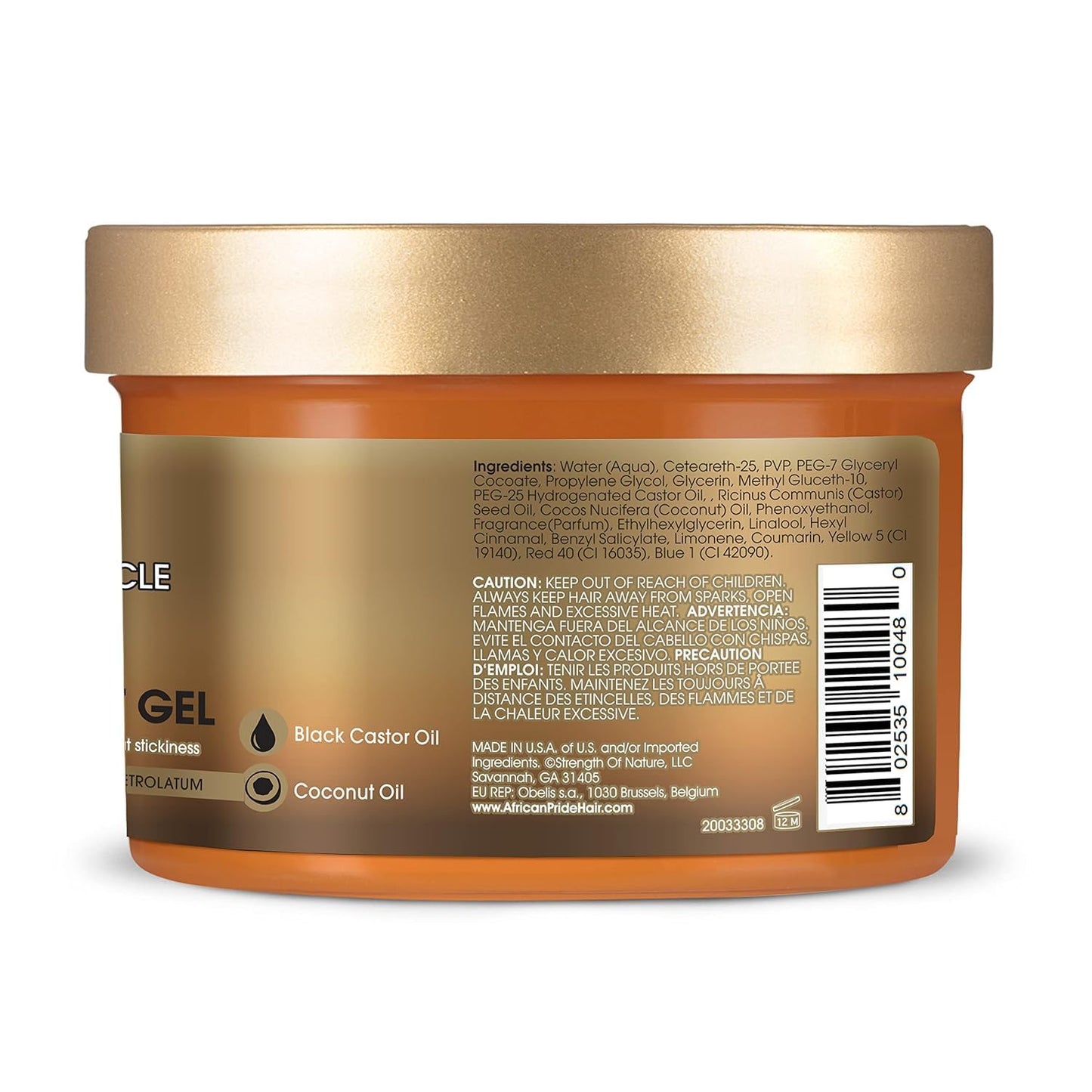 Dim Gray African Pride Black Castor Miracle Extra Hold Braid, Loc, Twist Gel - Extreme Hold Braiding Hair Gel, Edge Control & Tames Frizz, No Flake | Natural Ingredients, Coconut Oil | 8oz
