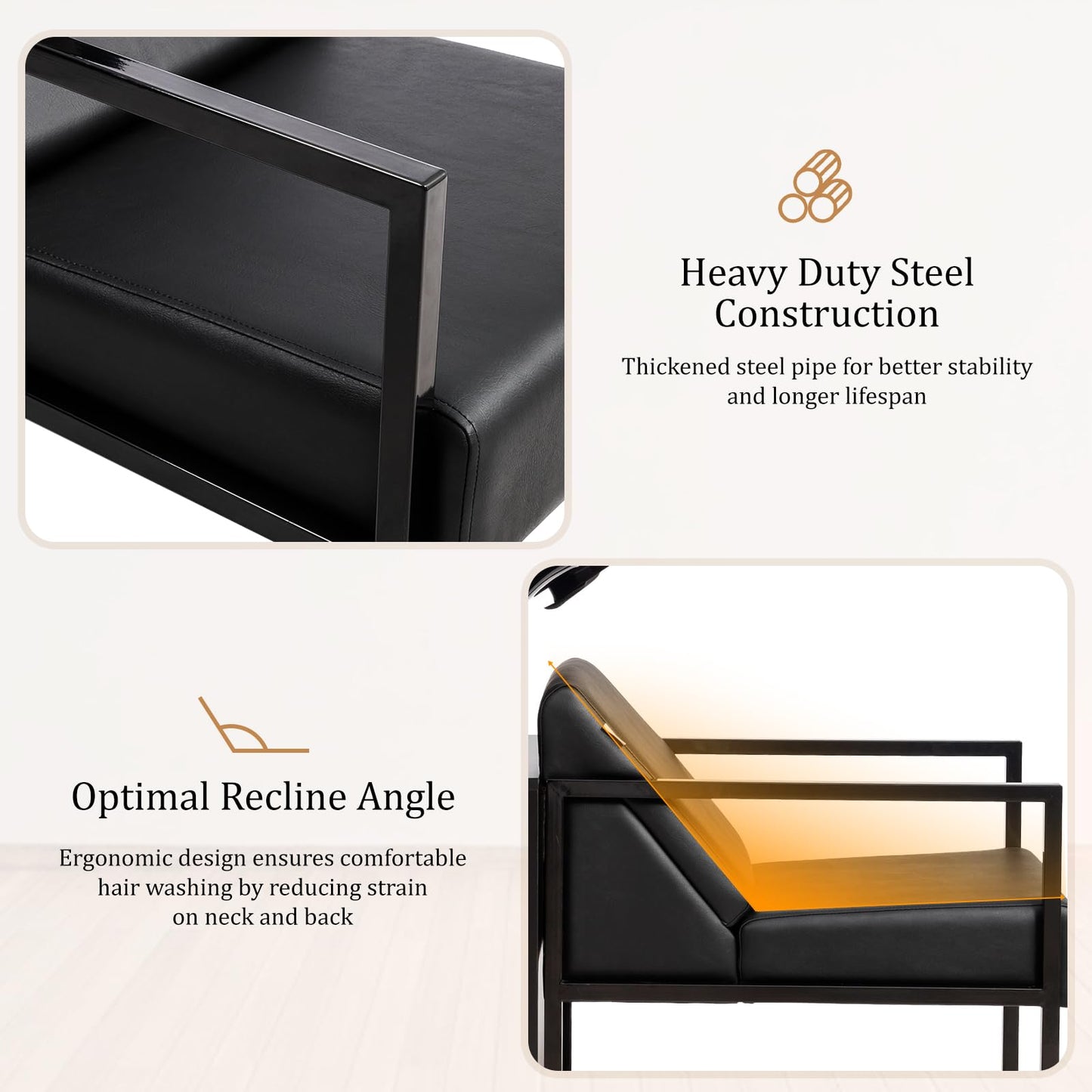 White Smoke OmySalon Salon Shampoo Bowl and Chair, Hair Washing Station w/Tilting Sink & Storage Cabinet, Backwash Barber Chair for Barbershop Beauty Spa Massage Hairdressing